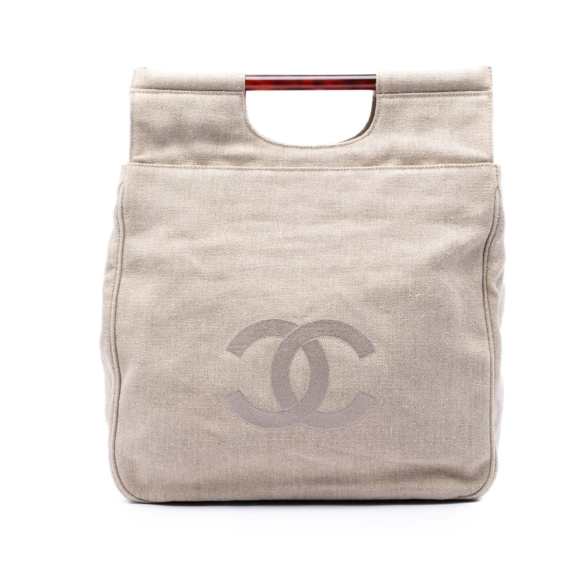 Chanel CC Canvas Tortoise Handle Tote