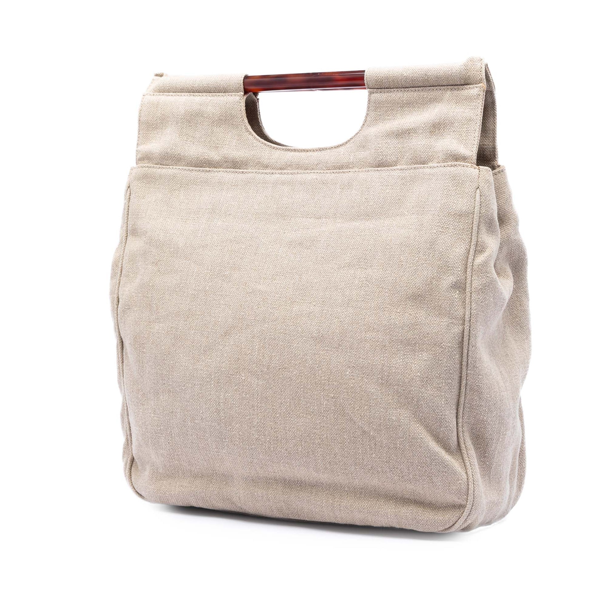 Chanel CC Canvas Tortoise Handle Tote