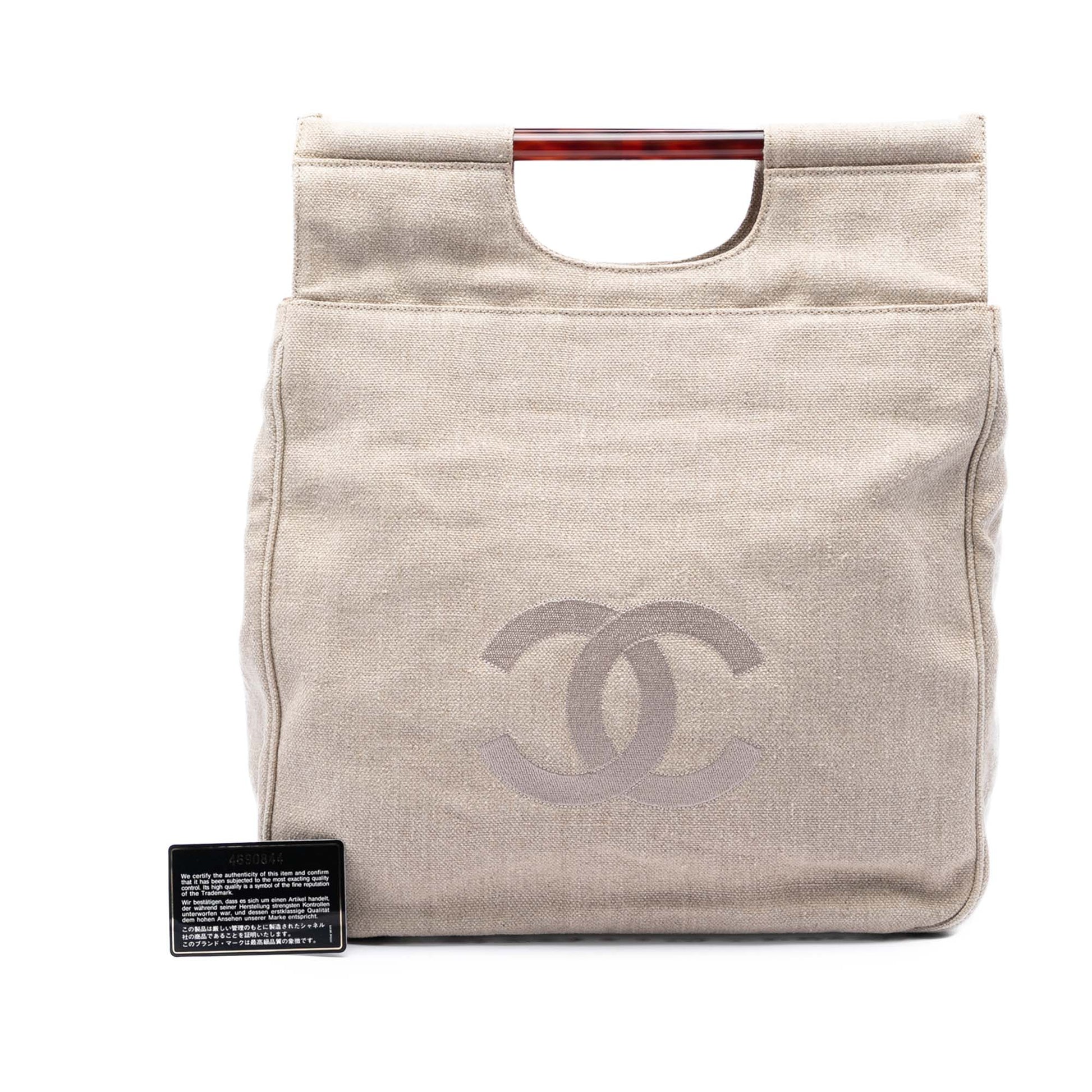 Chanel CC Canvas Tortoise Handle Tote
