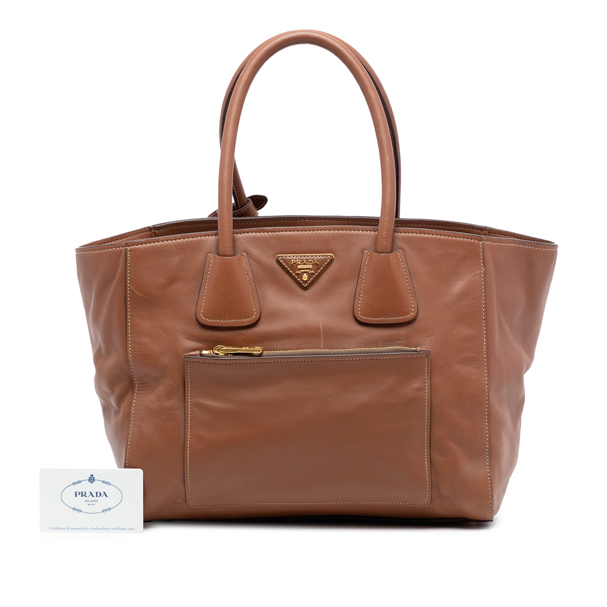 Soft Calf Front Pocket Open Convertible Tote