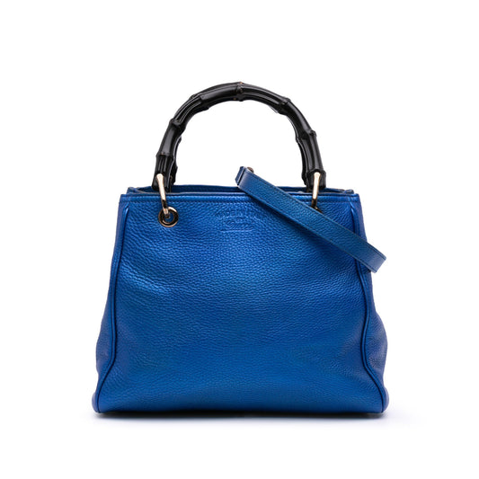 Gucci Small Metallic Calfskin Bamboo Shopper Satchel