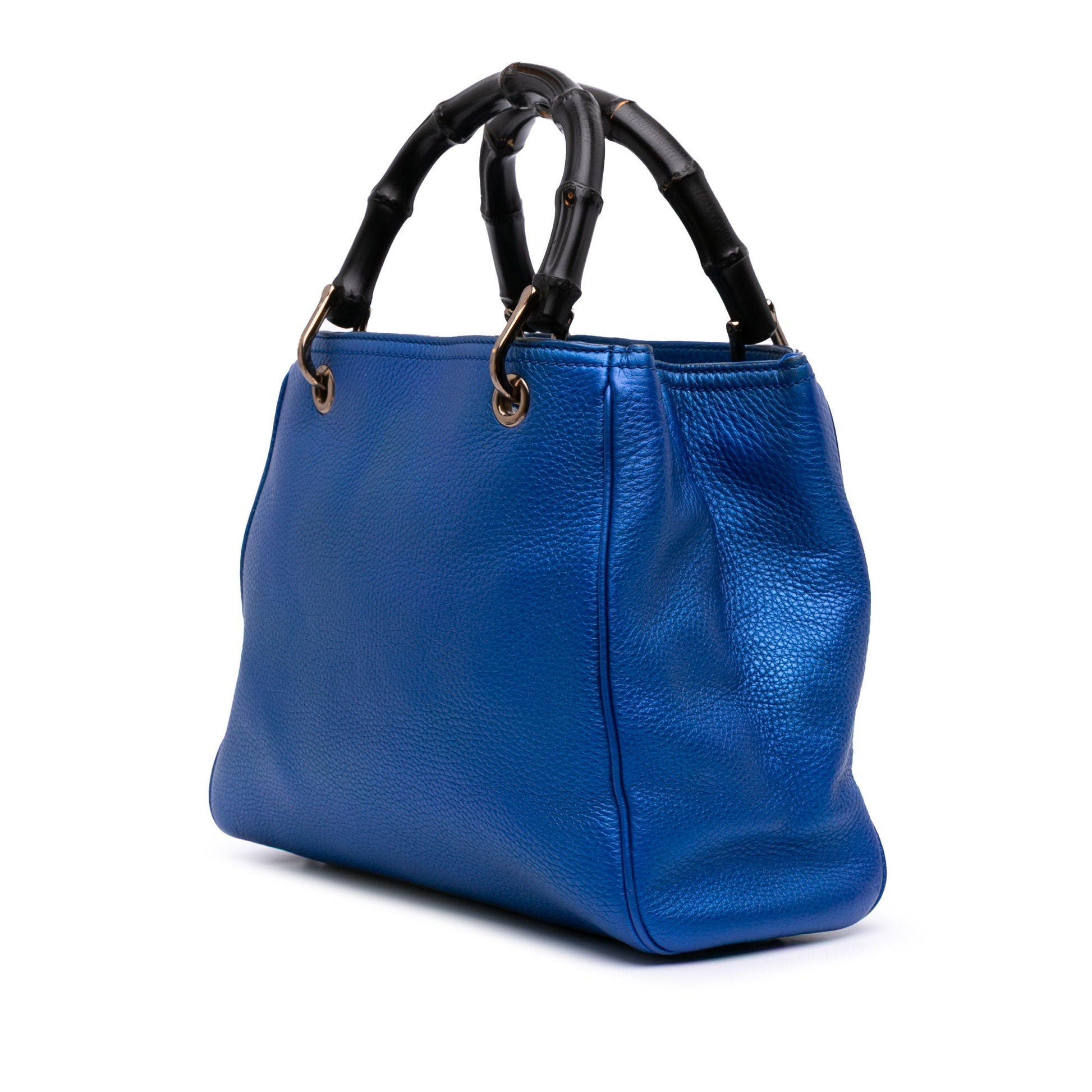 Gucci Small Metallic Calfskin Bamboo Shopper Satchel