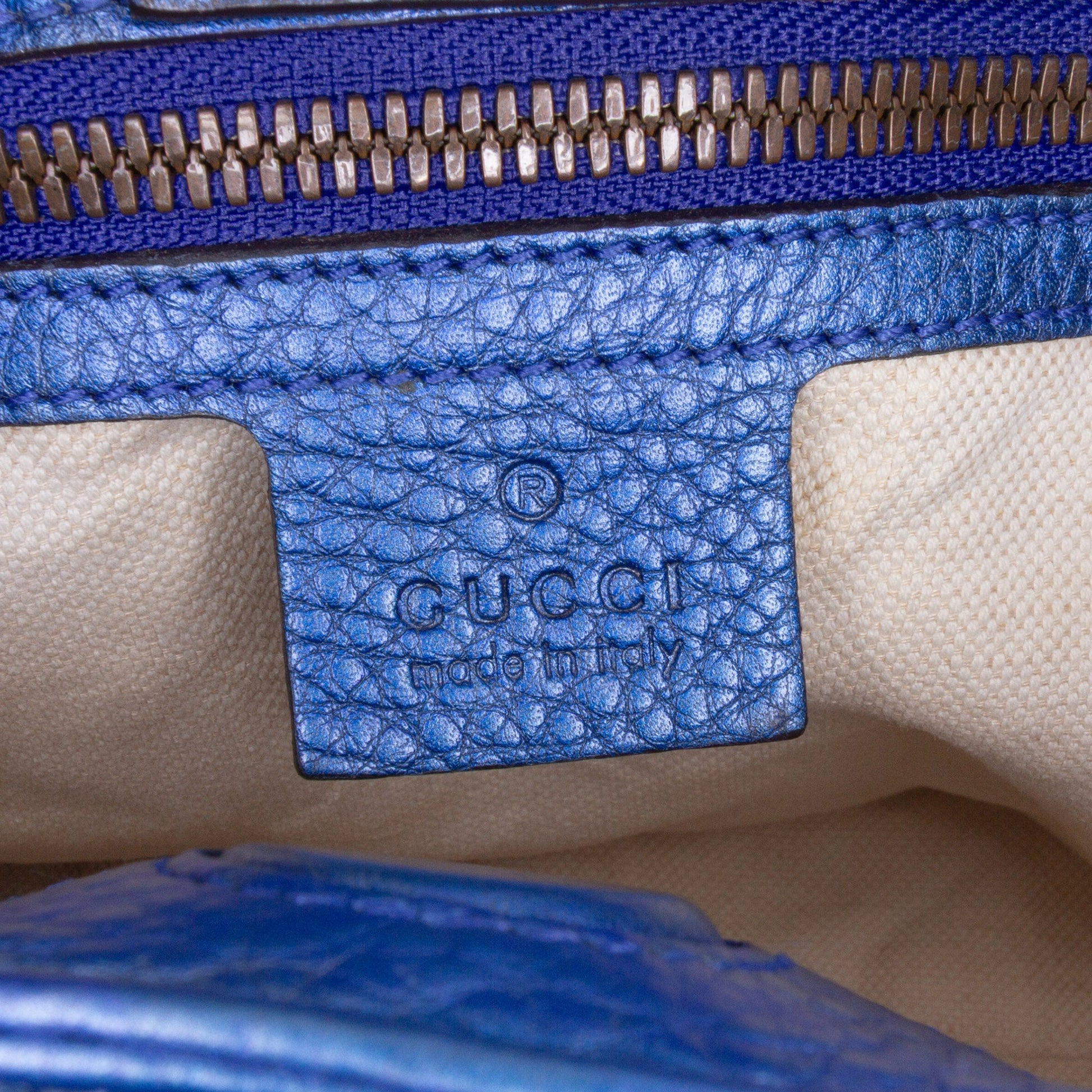 Gucci Small Metallic Calfskin Bamboo Shopper Satchel