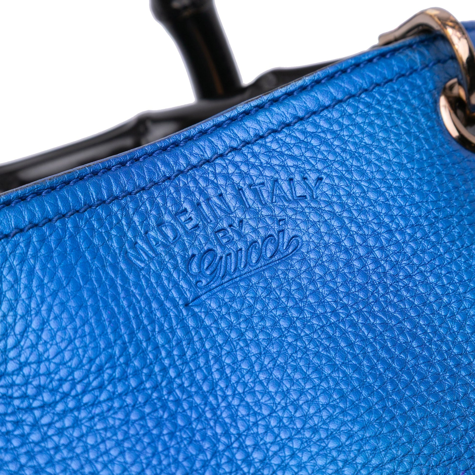 Gucci Small Metallic Calfskin Bamboo Shopper Satchel