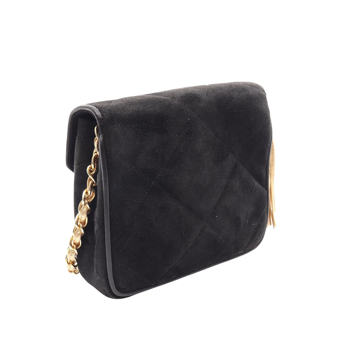Chanel CC Suede Tassel Crossbody — Black