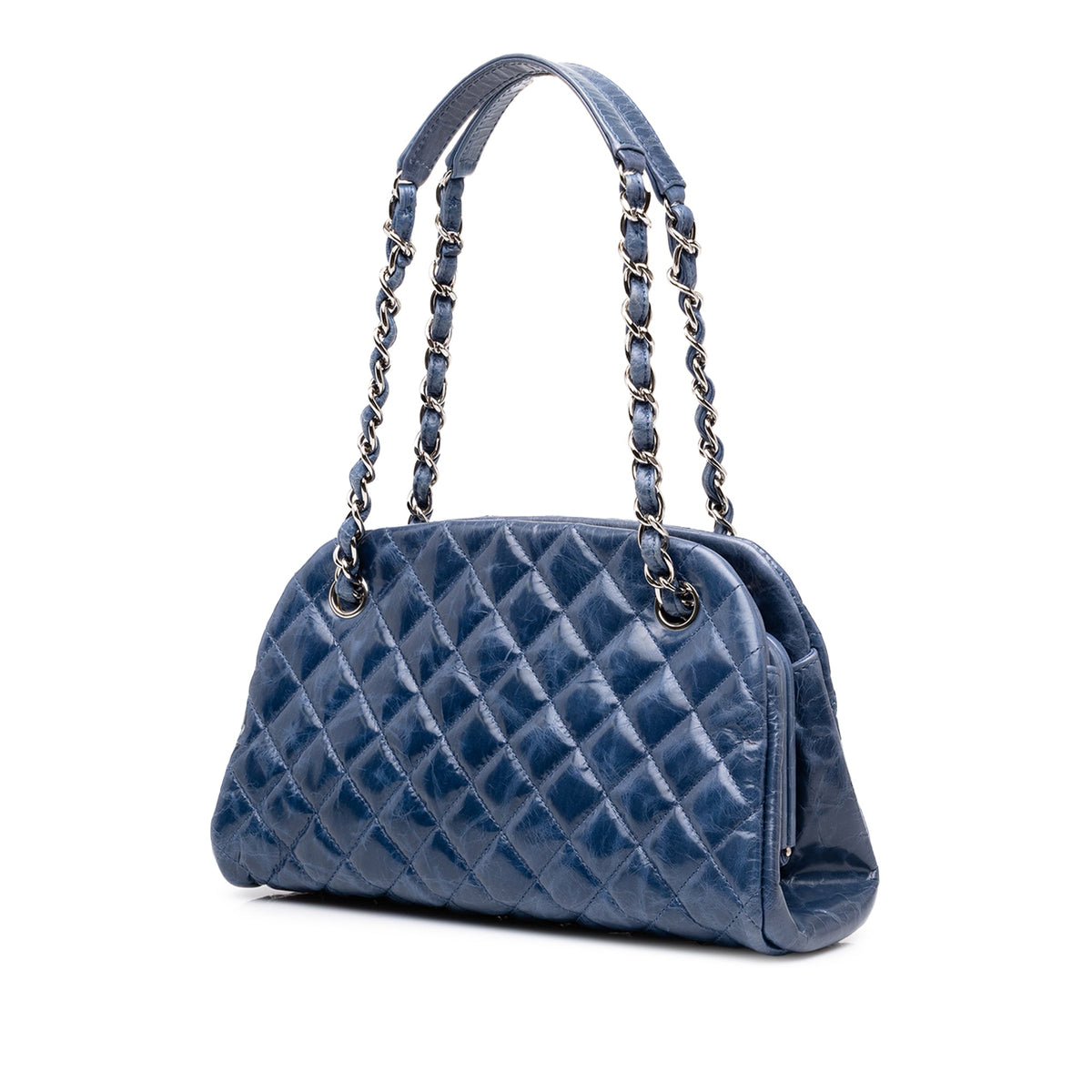 Chanel Small Aged Calfskin Just Mademoiselle Bowling Bag — Blue