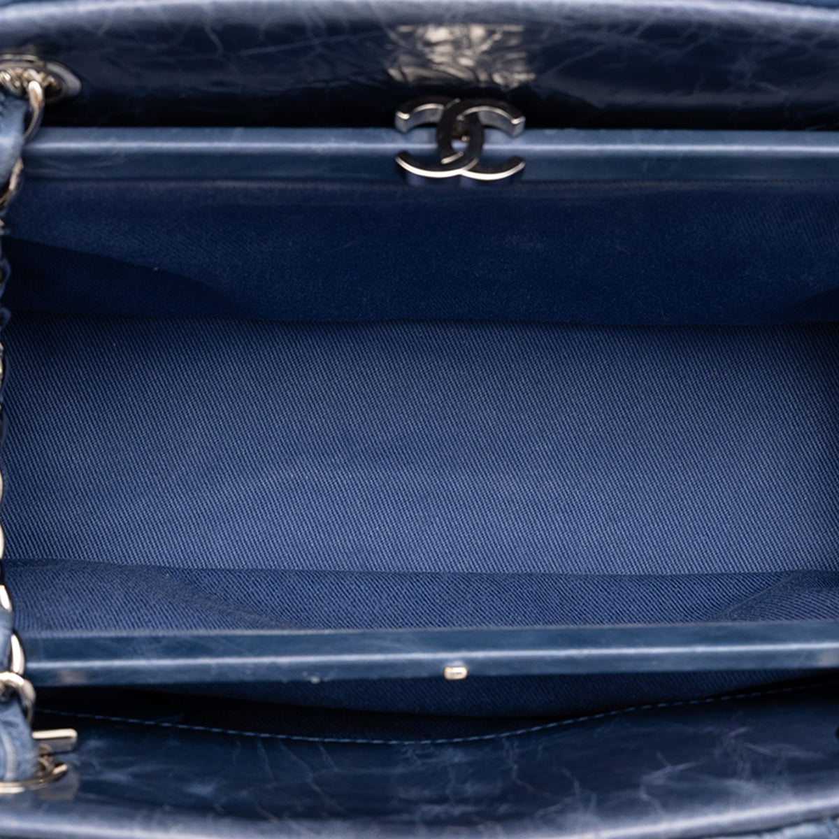 Chanel Small Aged Calfskin Just Mademoiselle Bowling Bag — Blue