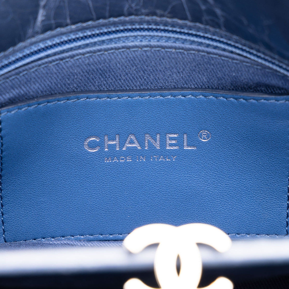 Chanel Small Aged Calfskin Just Mademoiselle Bowling Bag — Blue