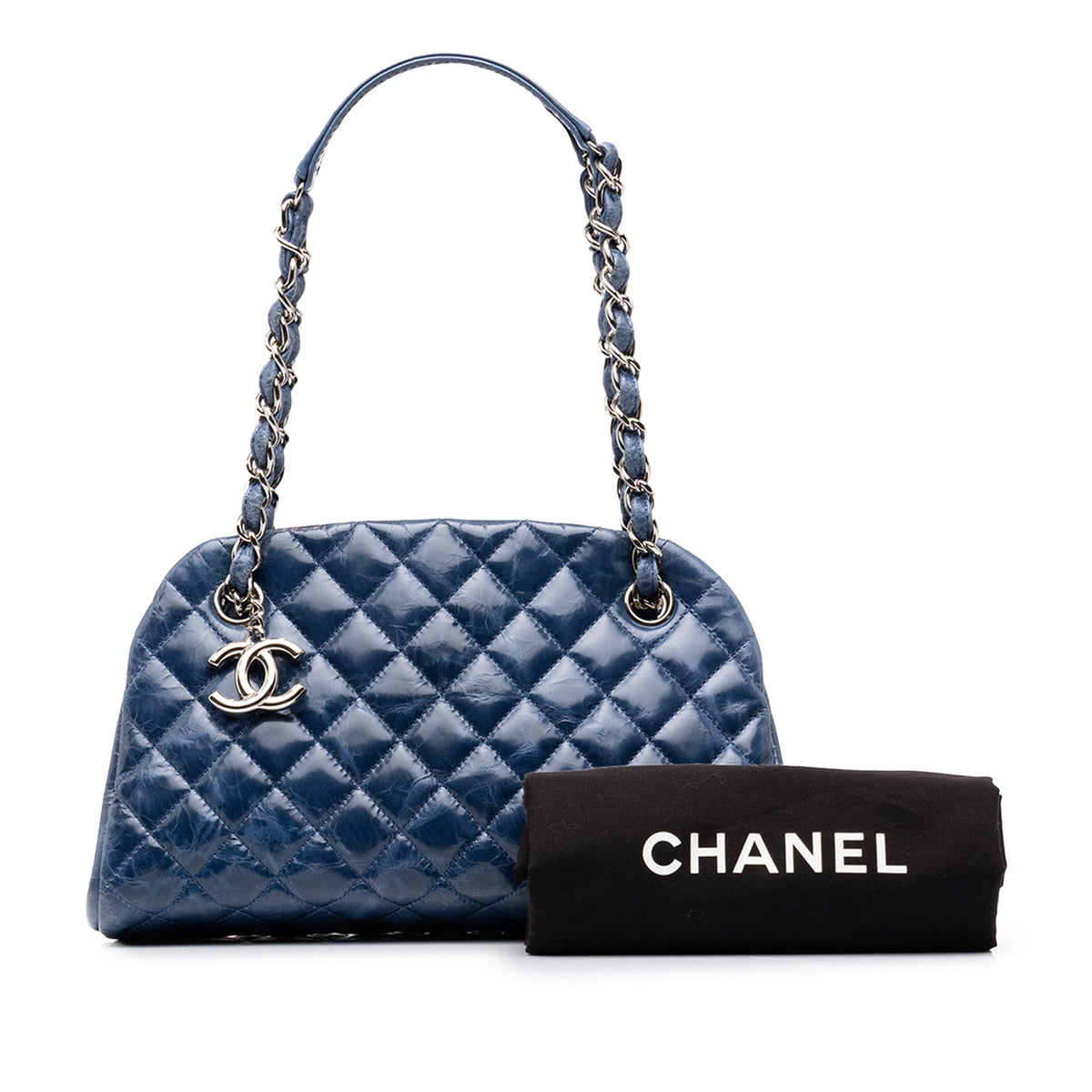 Chanel Small Aged Calfskin Just Mademoiselle Bowling Bag — Blue