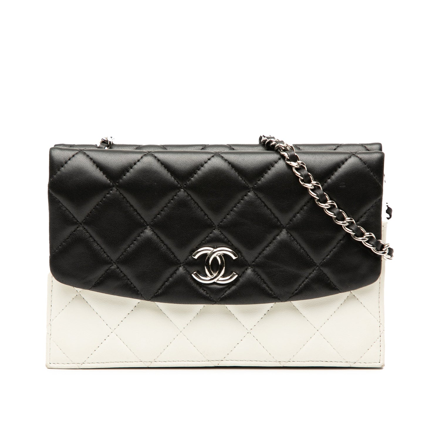 Chanel CC Bicolor Quilted Lambskin Double Sided Wallet on Chain