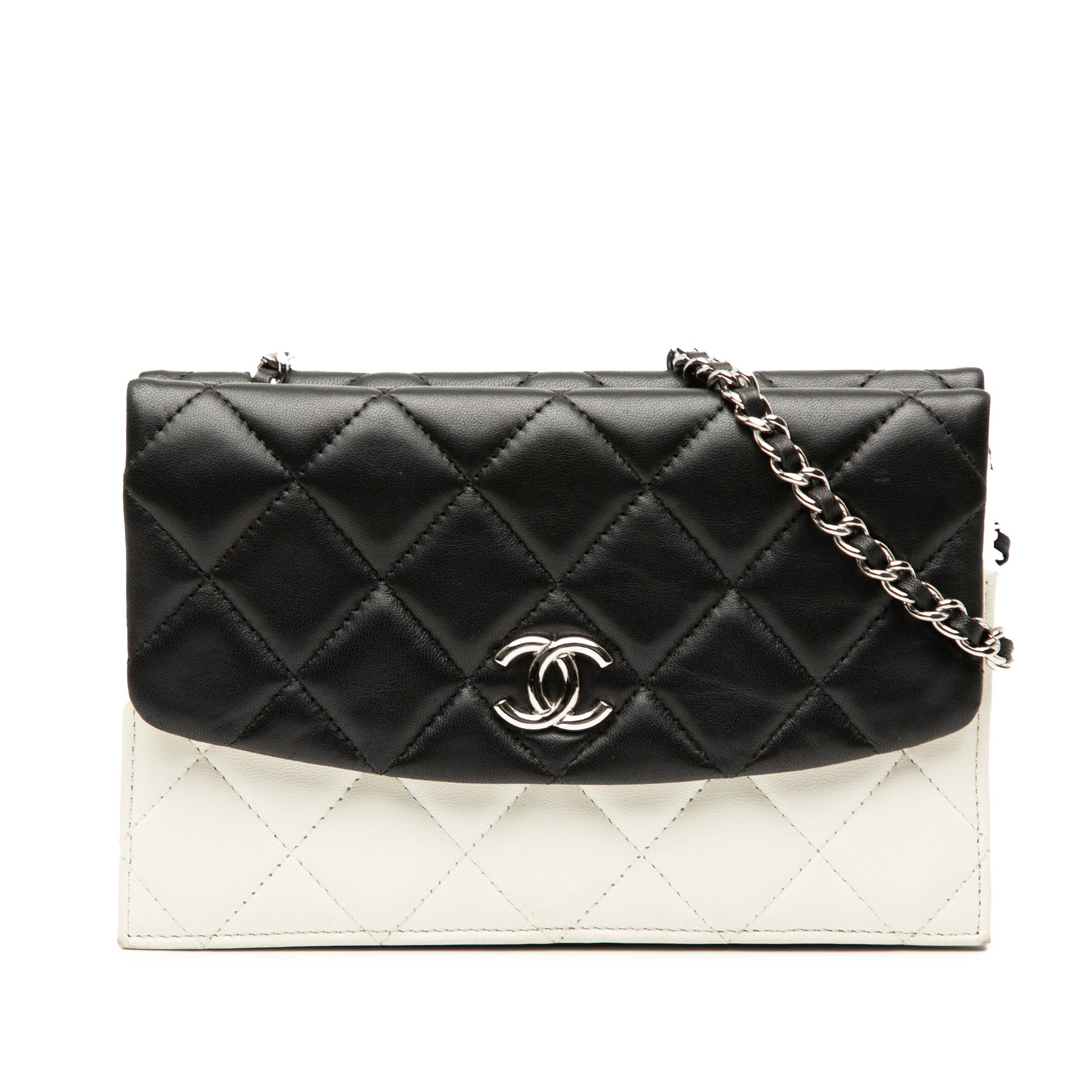 Chanel CC Bicolor Quilted Lambskin Double Sided Wallet on Chain