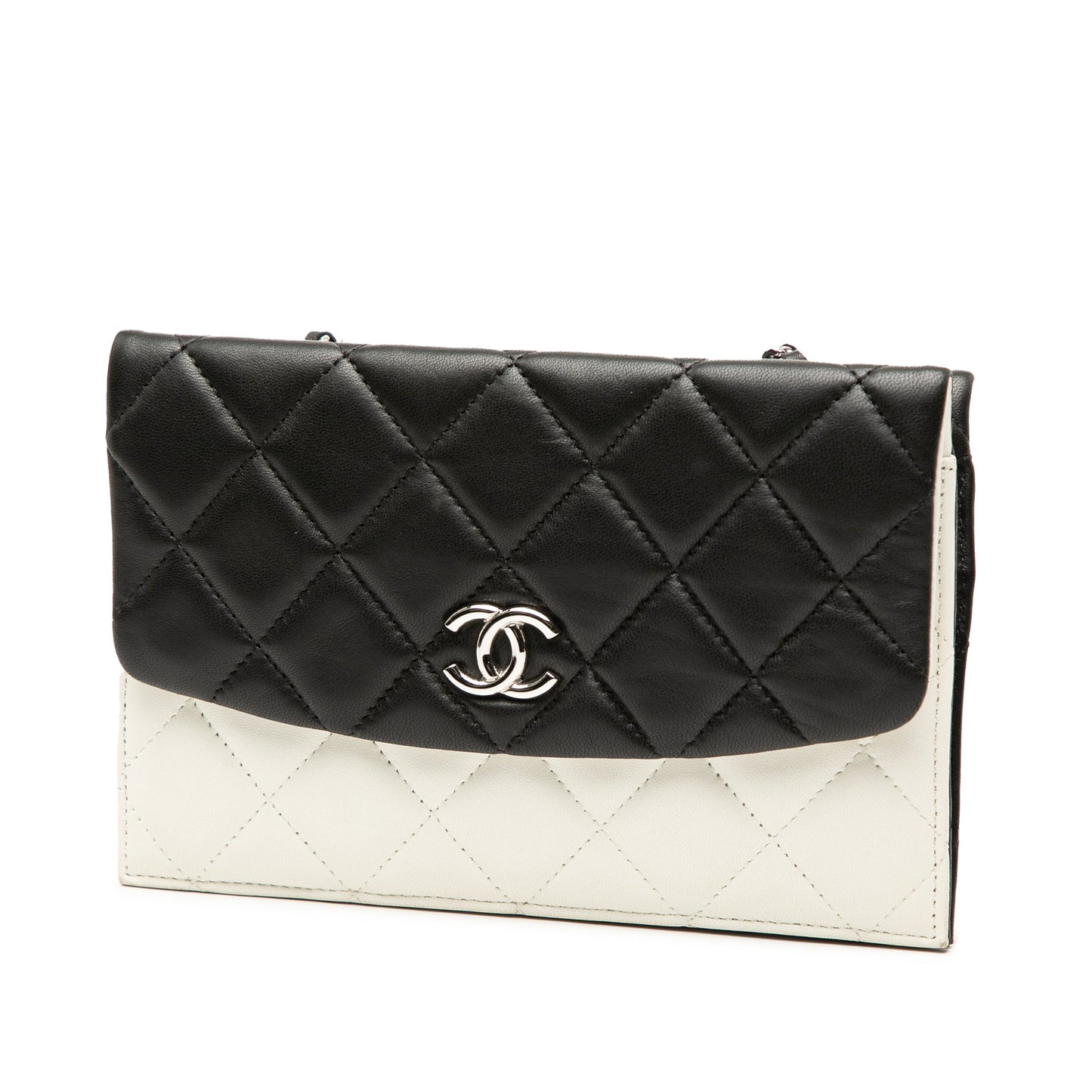 Chanel CC Bicolor Quilted Lambskin Double Sided Wallet on Chain