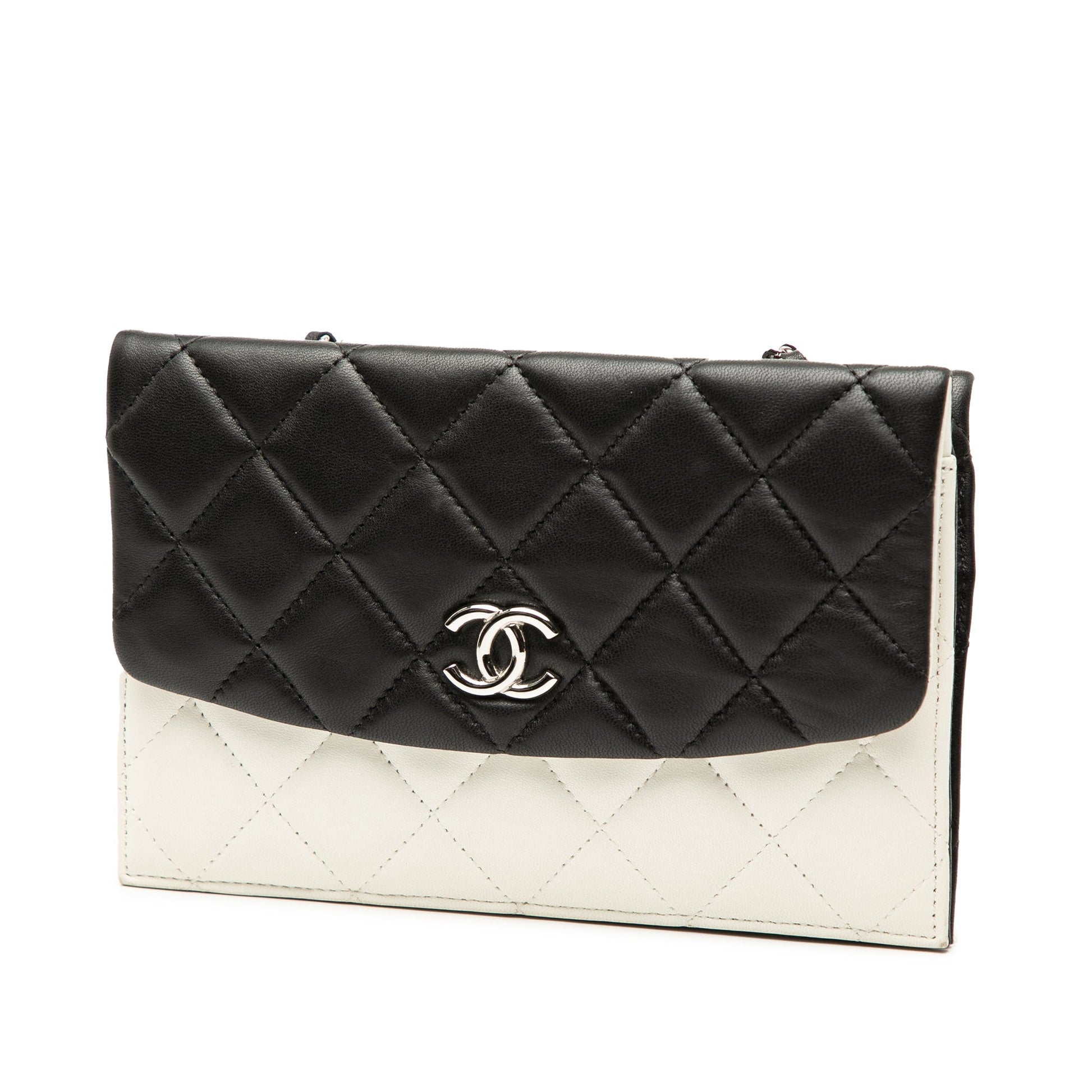 Chanel CC Bicolor Quilted Lambskin Double Sided Wallet on Chain