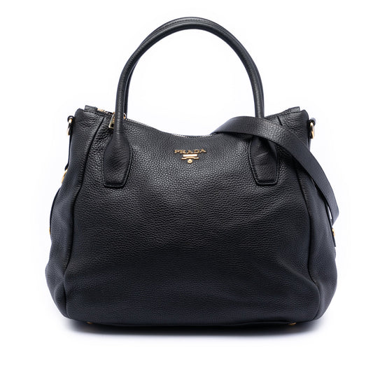 Prada Vitello Daino Zip Top Convertible Tote