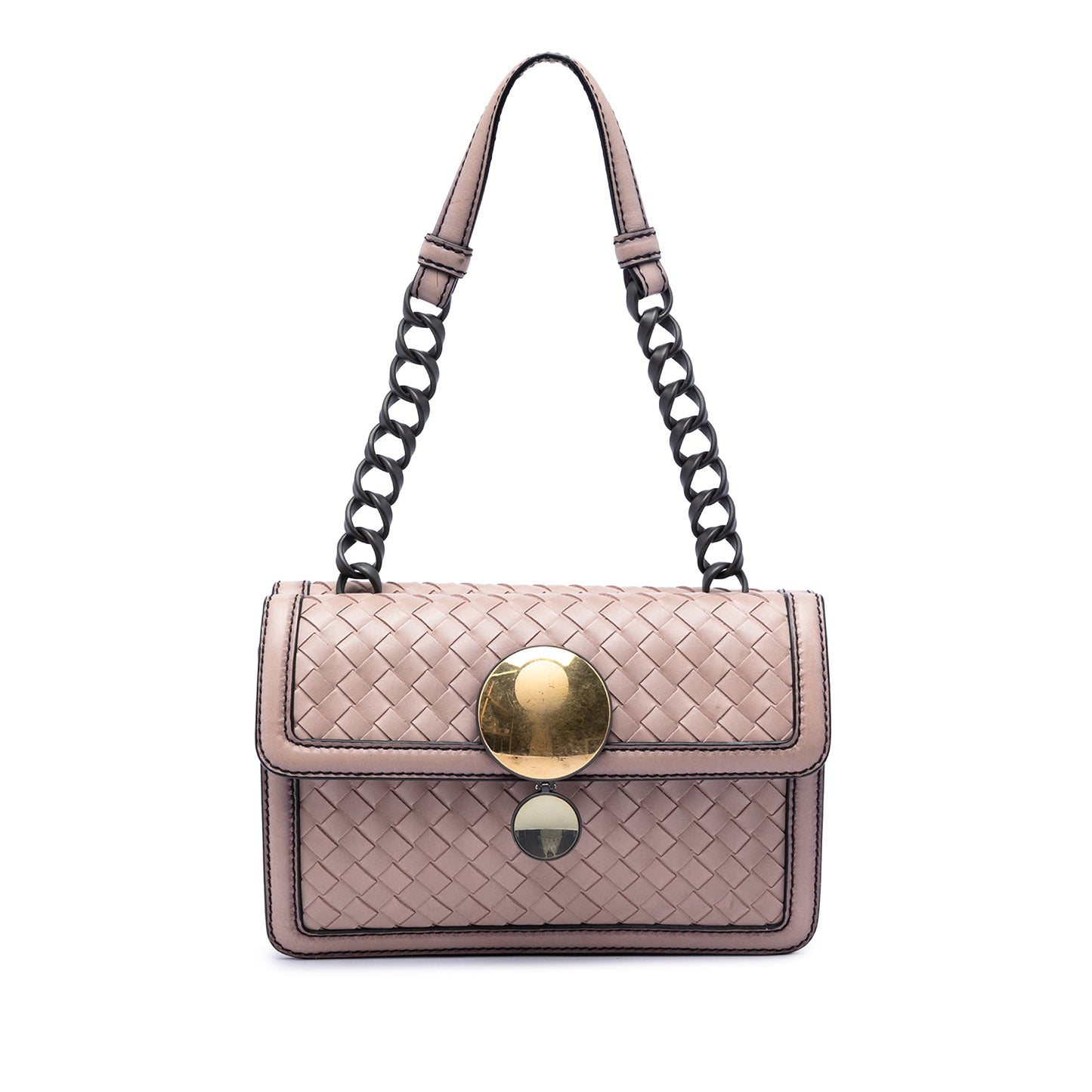 Bottega Veneta Nappa Intrecciato Mirror Lens Double Sided Flap Shoulder Bag