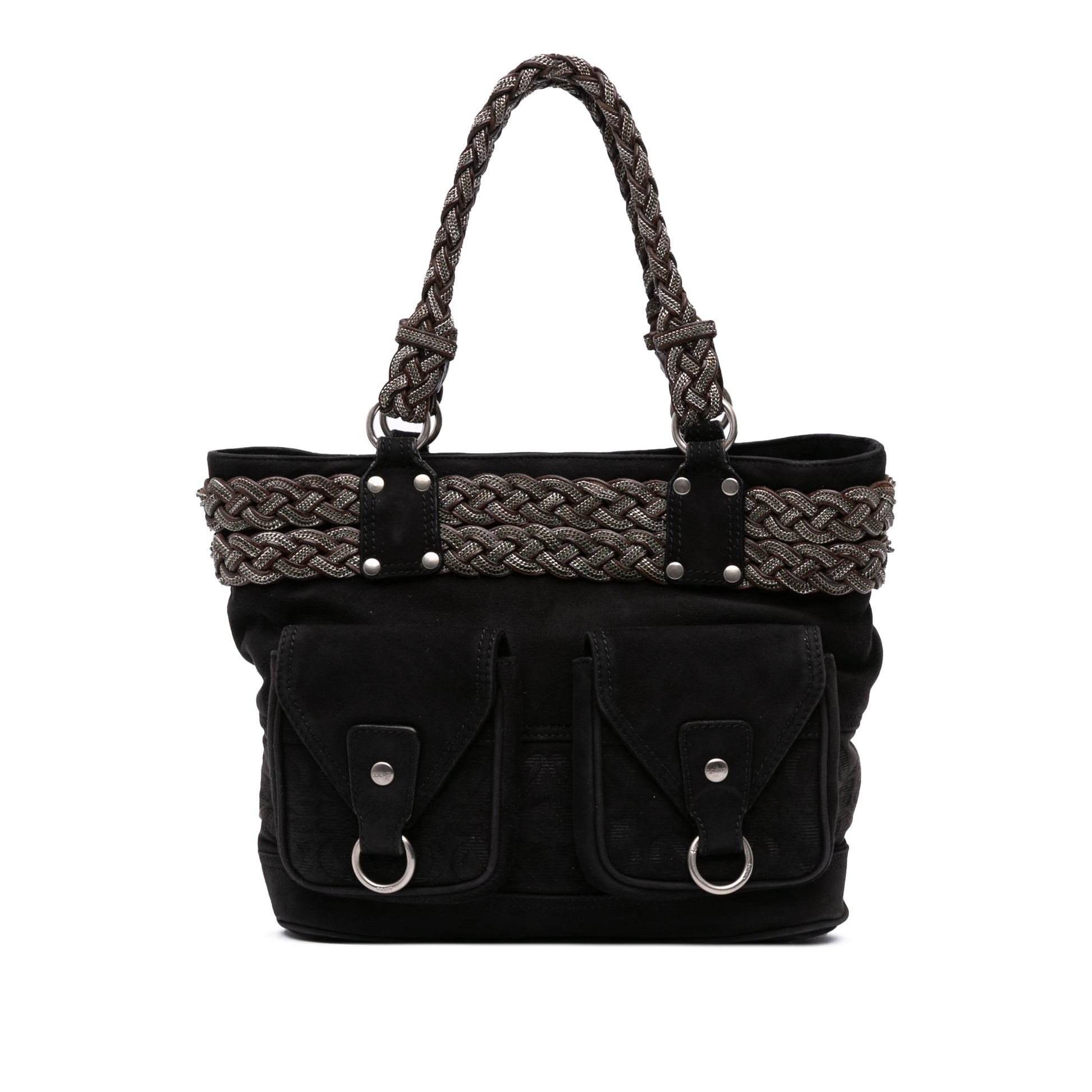 LOEWE Suede Braided Chain Pocket Tote