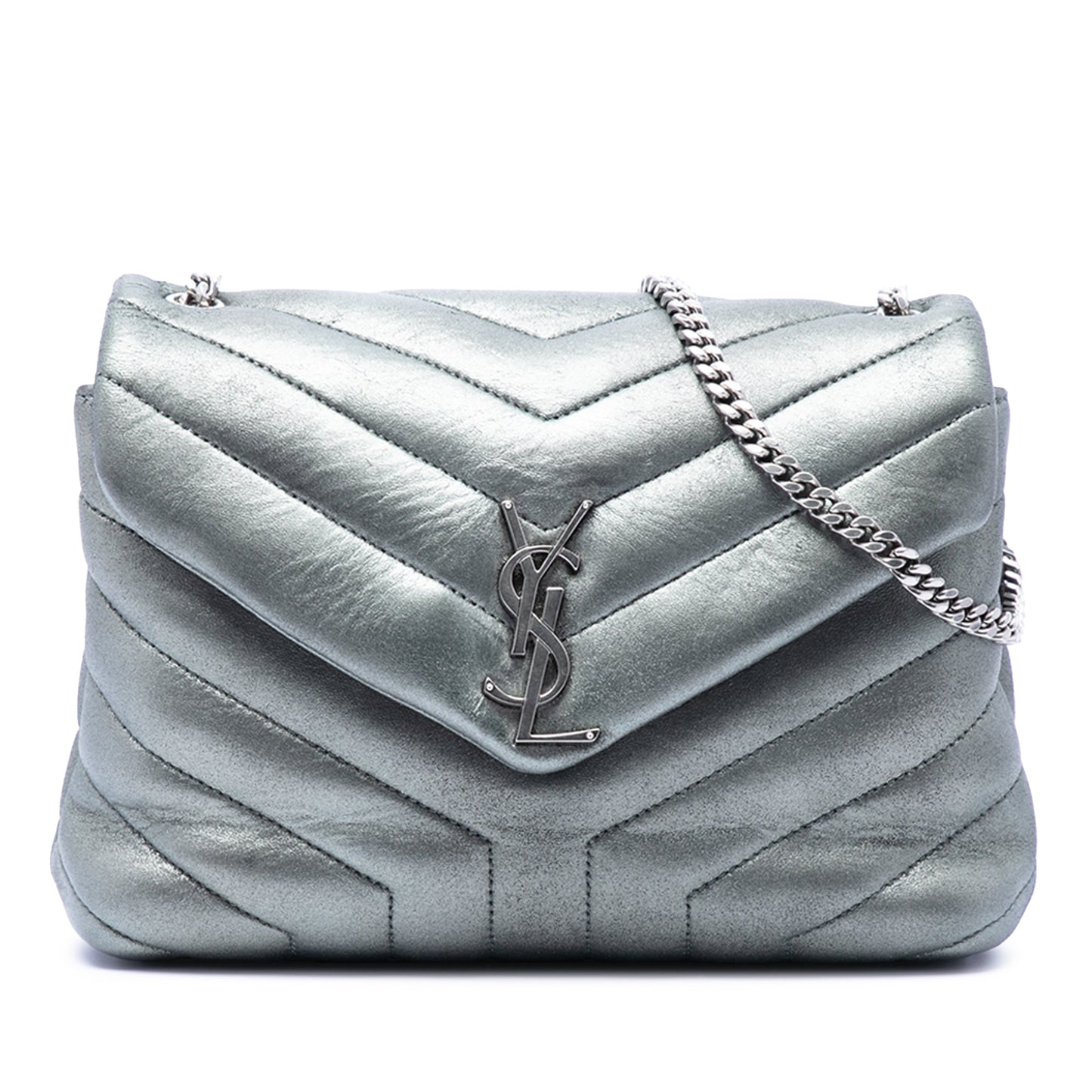 Saint Laurent Small Matelasse Metallic Calfskin Monogram LouLou Shoulder Bag