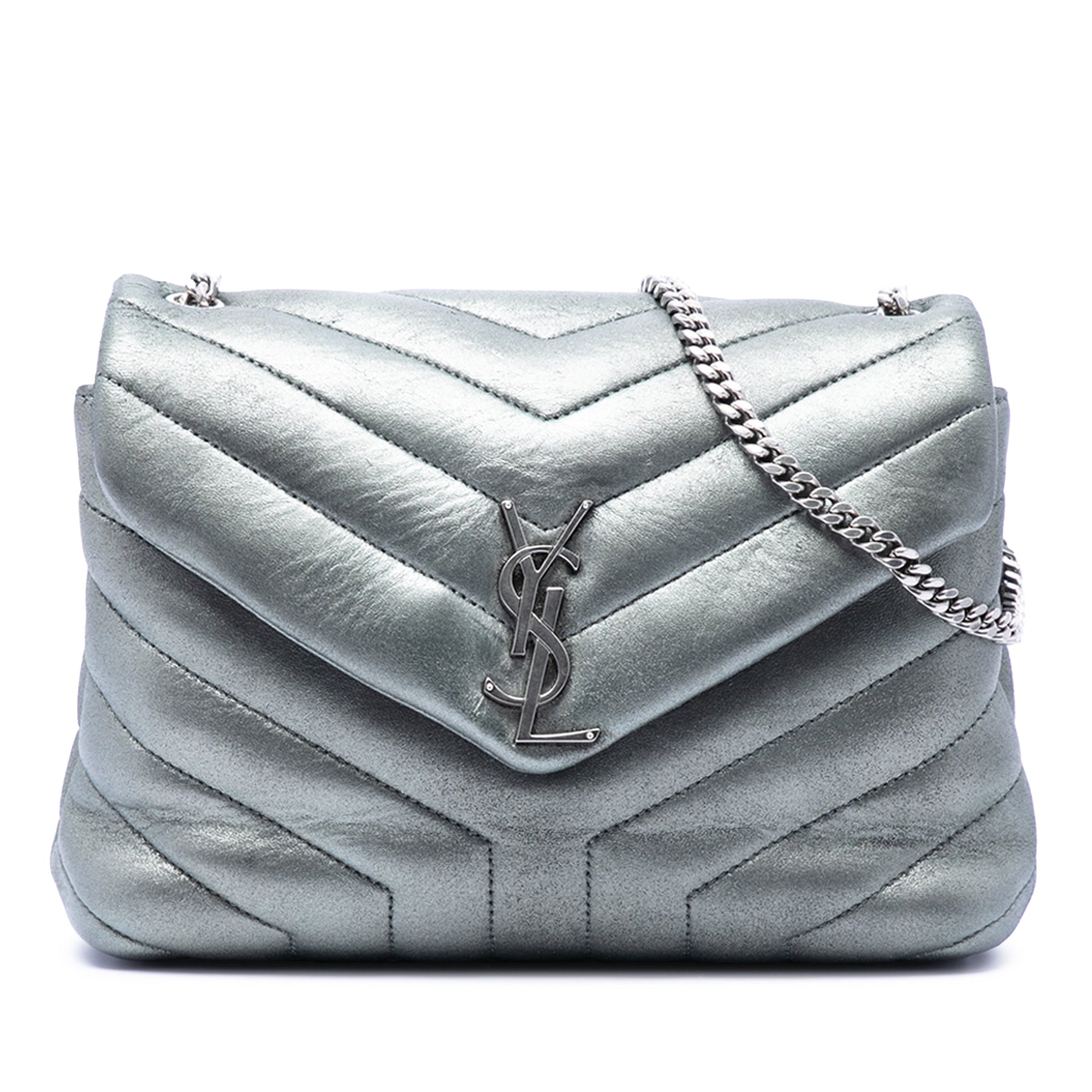 Saint Laurent Small Matelasse Metallic Calfskin Monogram LouLou Shoulder Bag