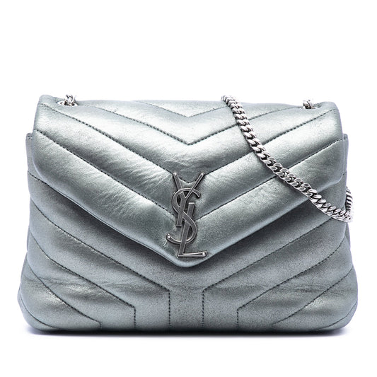 Saint Laurent Small Matelasse Metallic Calfskin Monogram LouLou Shoulder Bag