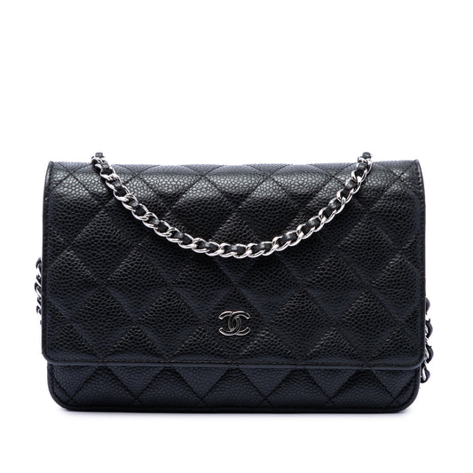 Chanel CC Quilted Caviar Wallet on Chain