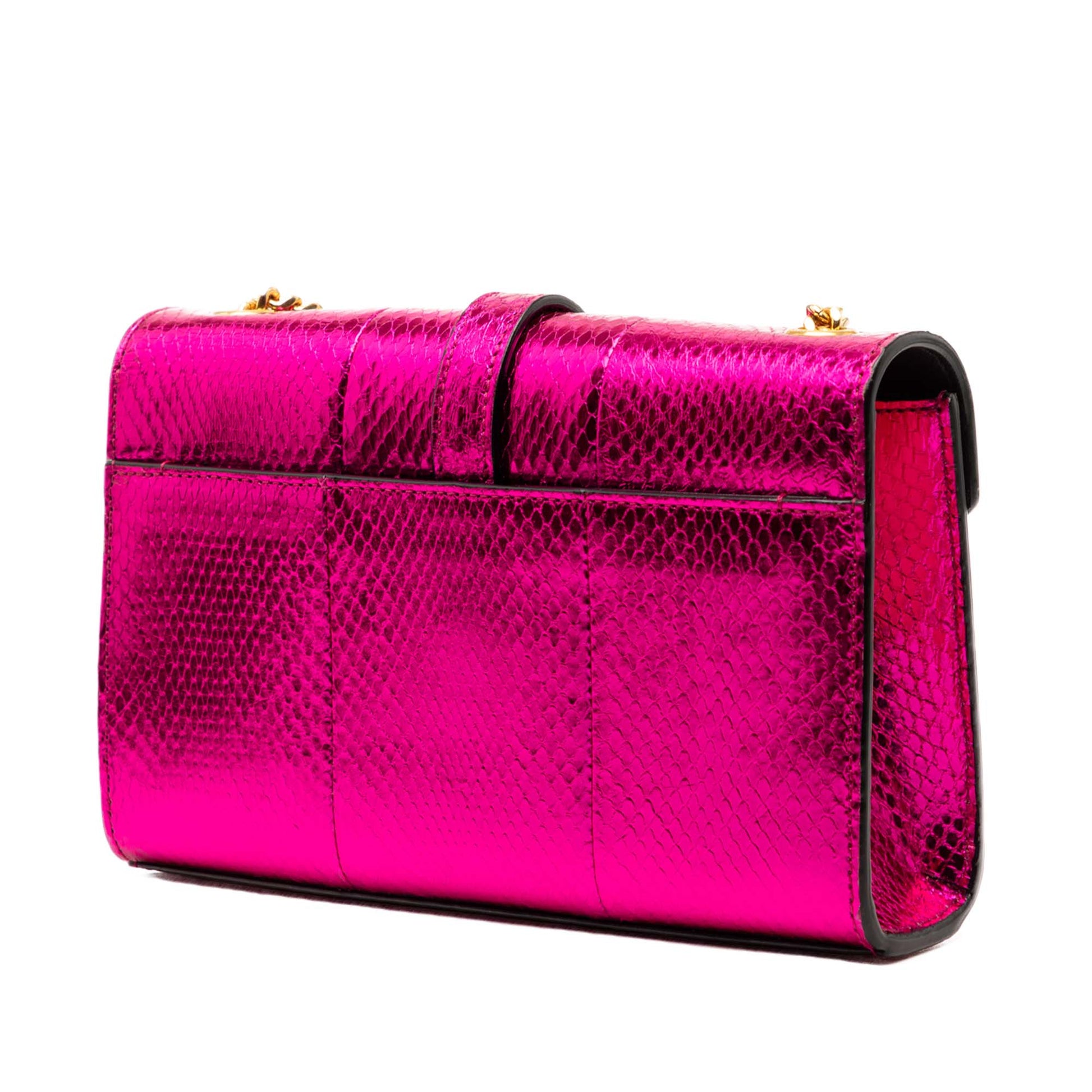 Saint Laurent Small Metallic Python Embossed Leather Monogram Envelope Bag