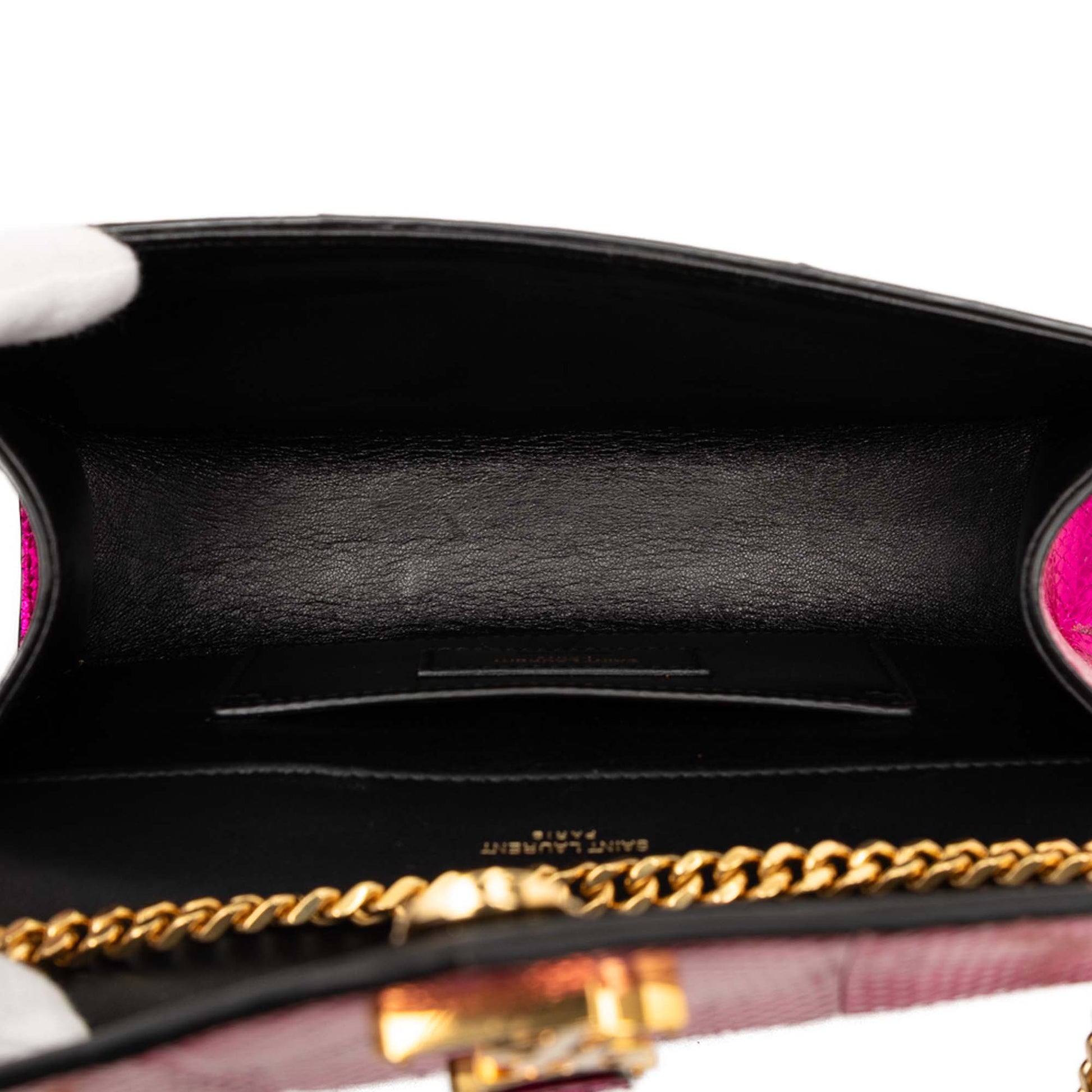 Saint Laurent Small Metallic Python Embossed Leather Monogram Envelope Bag