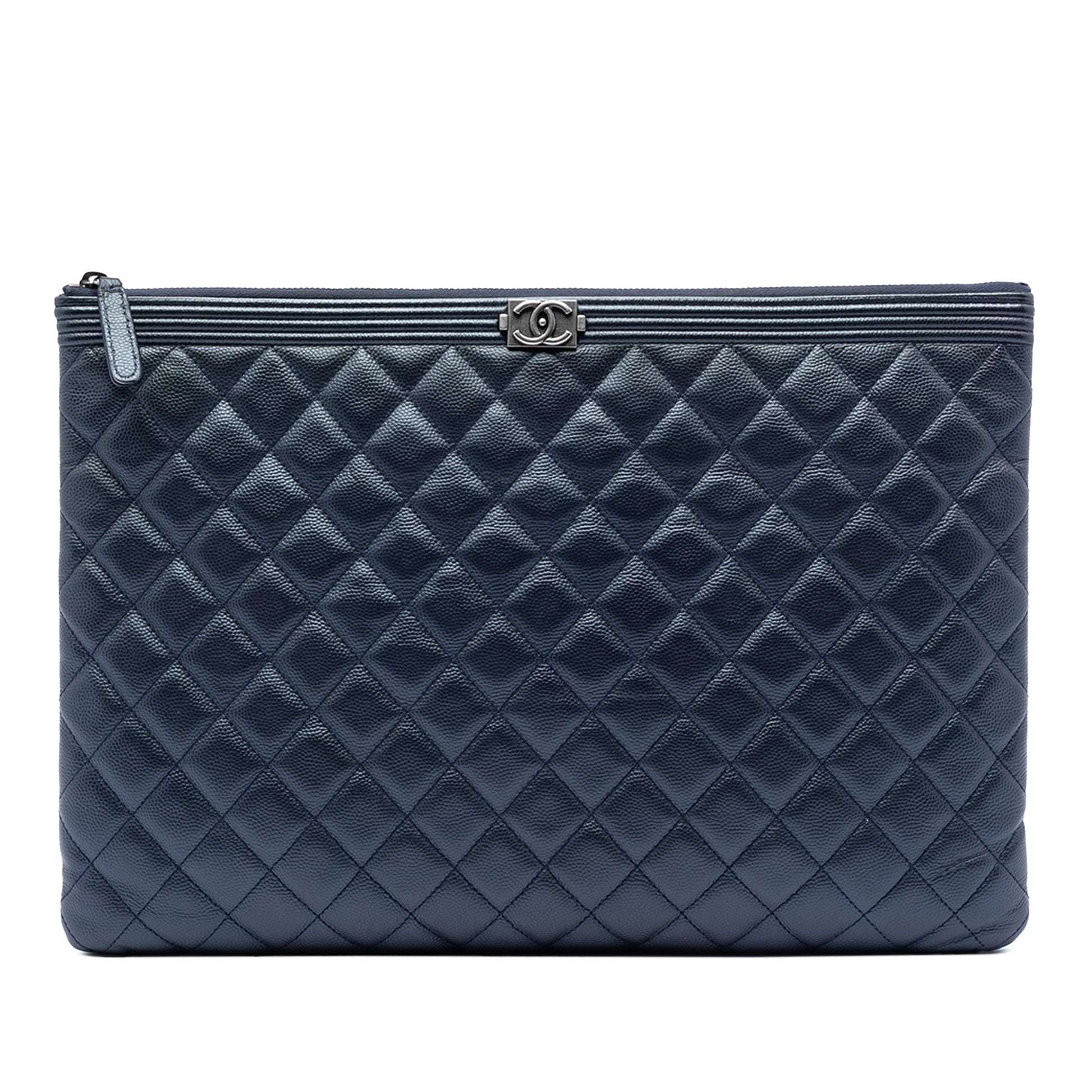 Chanel Large Quilted Caviar Boy O Case Clutch