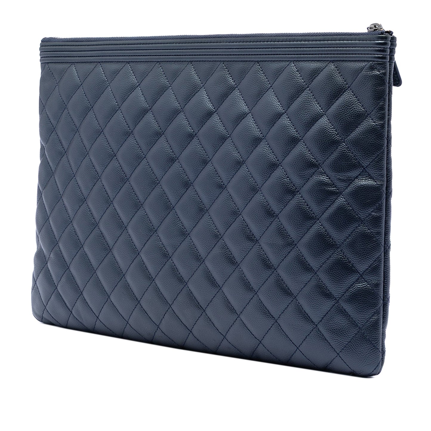 Chanel Large Quilted Caviar Boy O Case Clutch