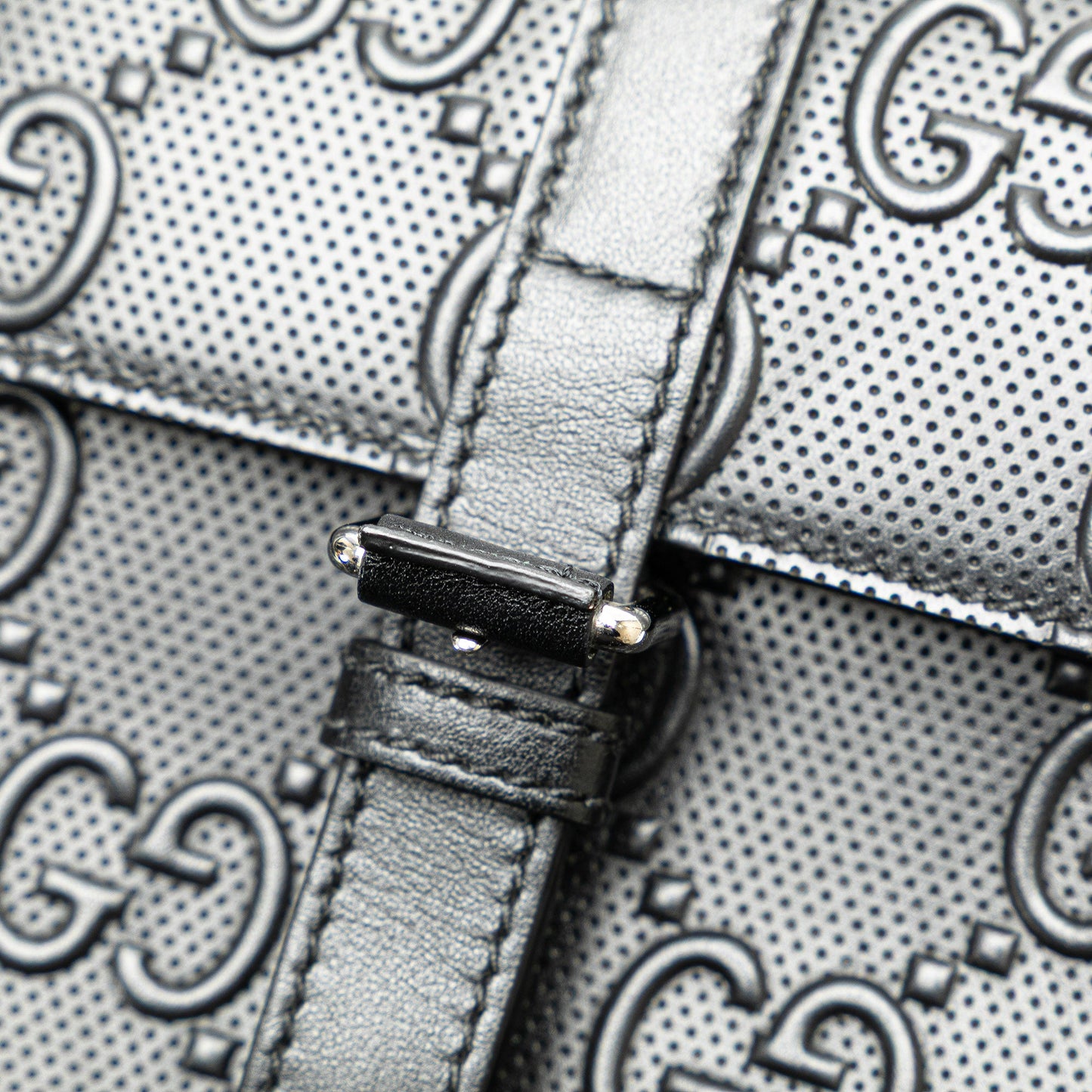 Gucci GG Embossed Perforated Double Belt Bag
