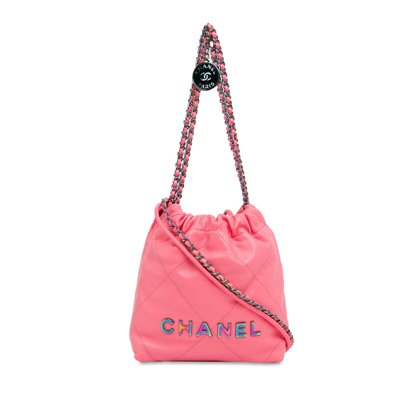 Chanel Mini Shiny Calfskin Rainbow Hardware 22 Handbag
