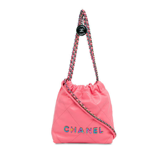 Chanel Mini Shiny Calfskin Rainbow Hardware 22 Handbag