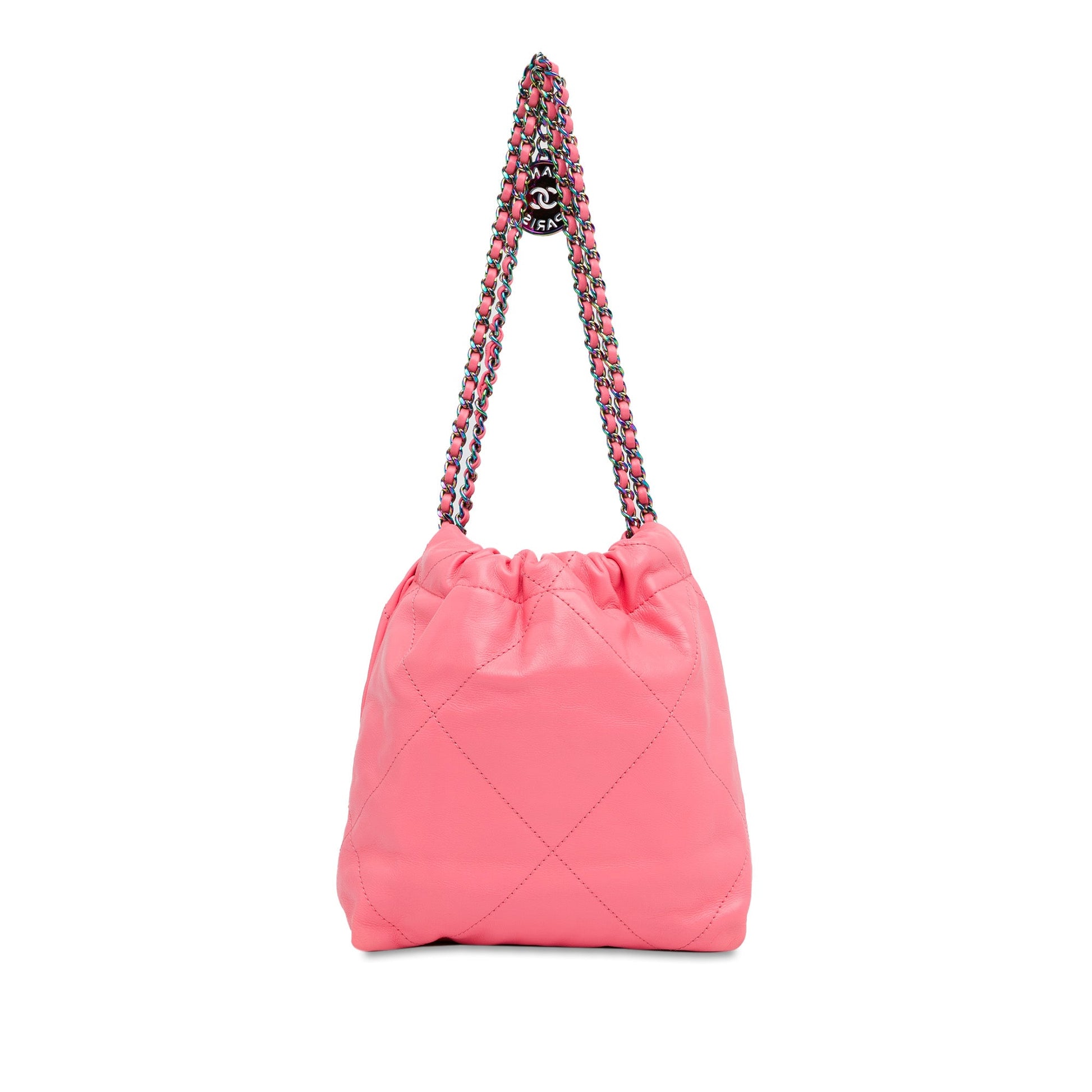 Chanel Mini Shiny Calfskin Rainbow Hardware 22 Handbag