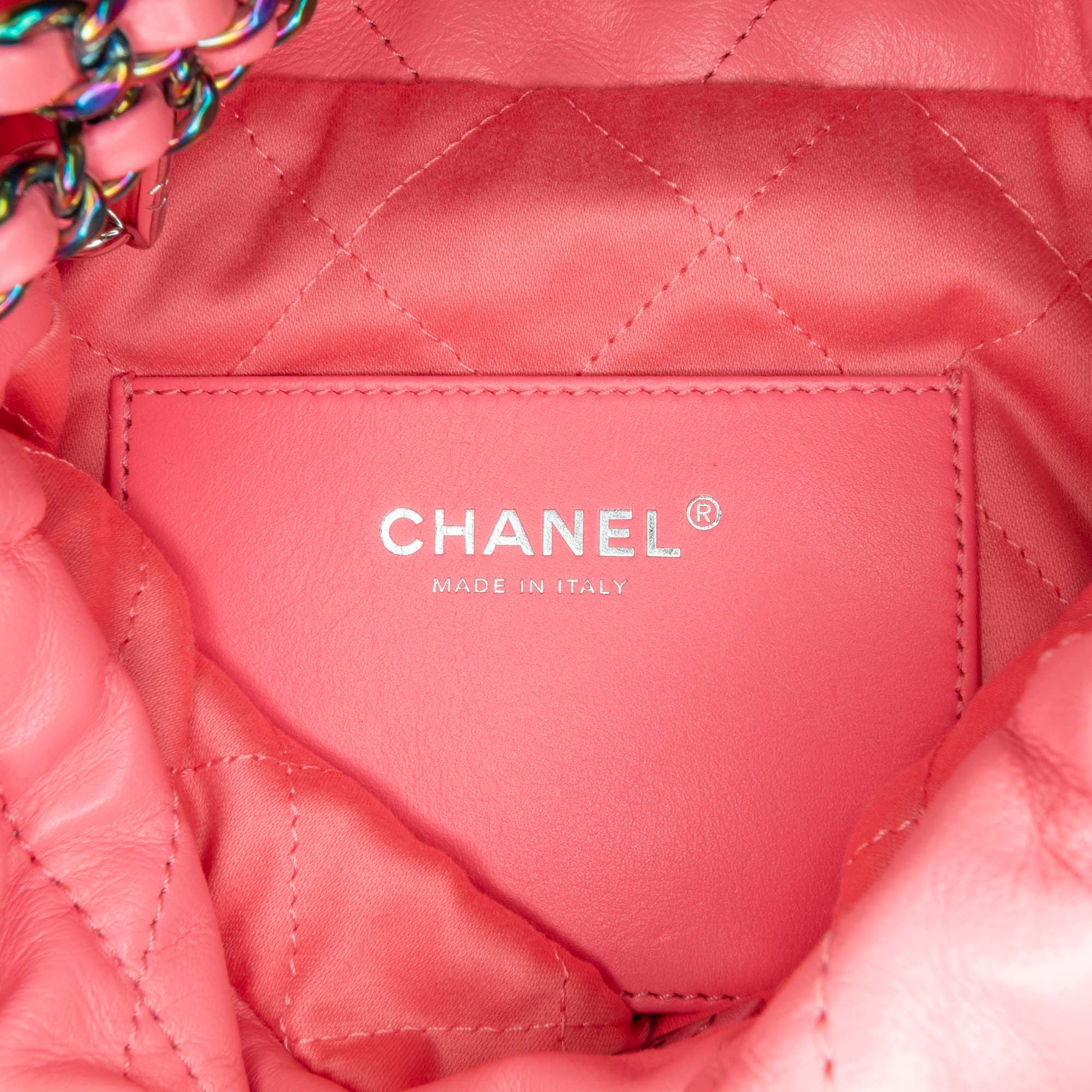 Chanel Mini Shiny Calfskin Rainbow Hardware 22 Handbag