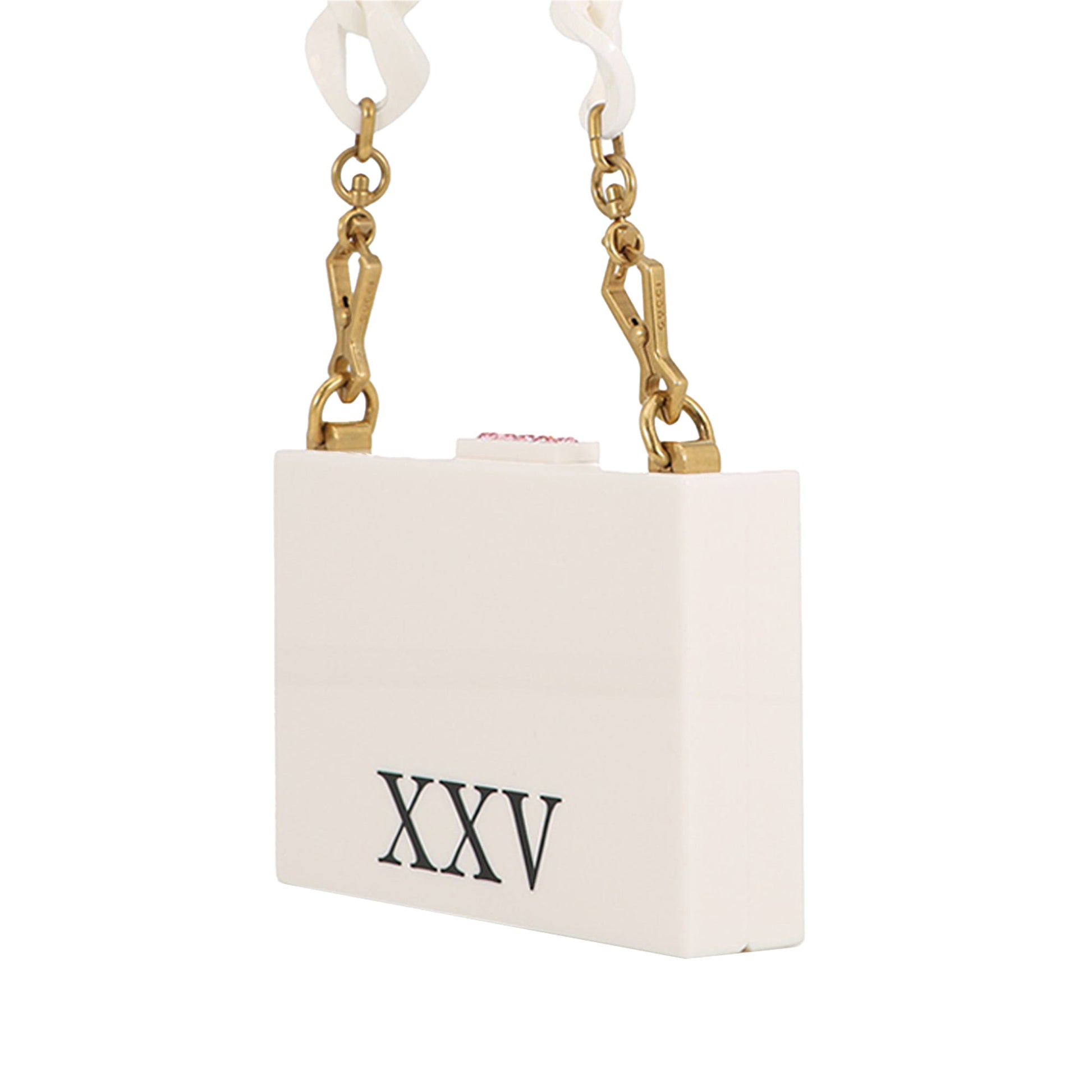 Gucci Acrylic Crystal Cat Face Box Clutch On Chain