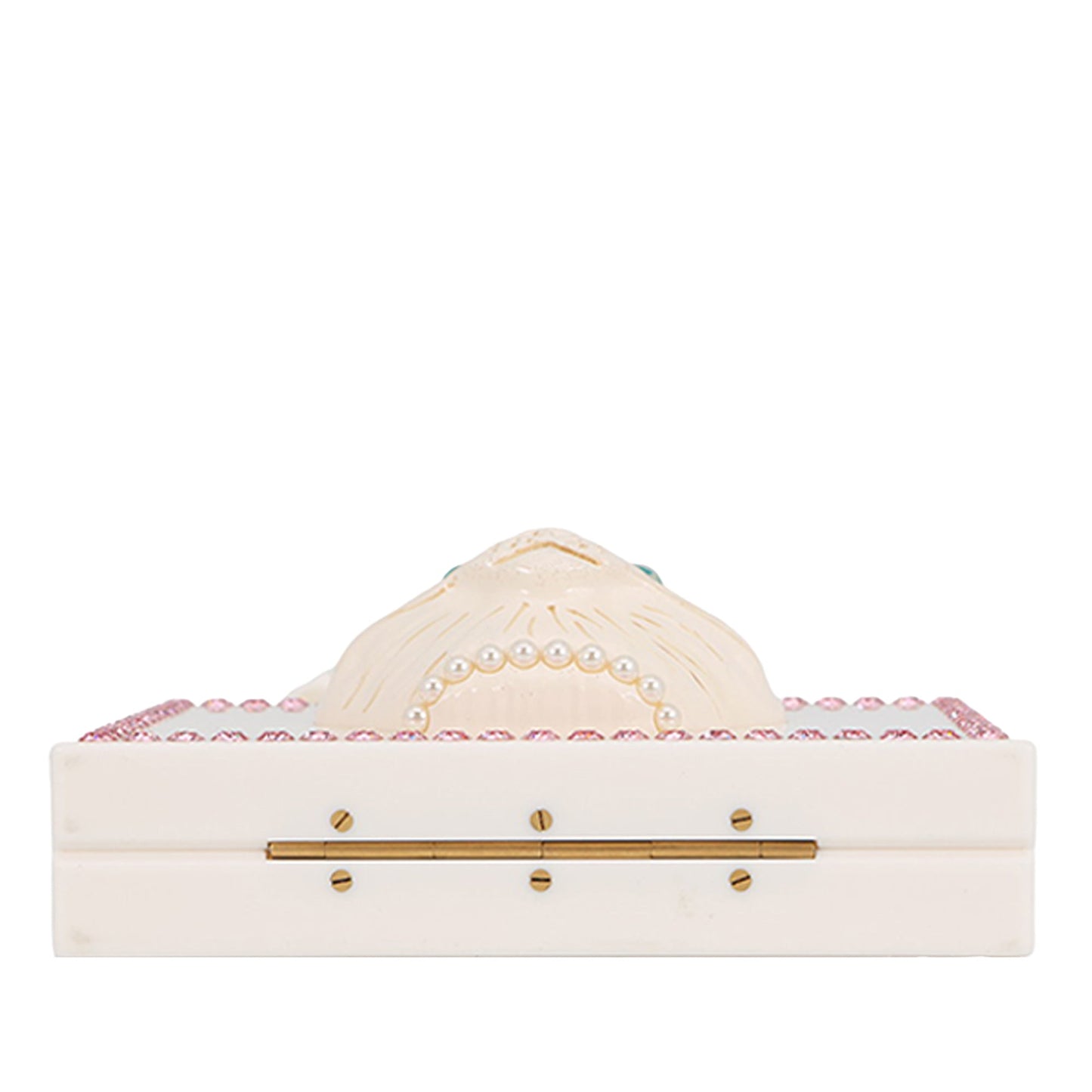 Gucci Acrylic Crystal Cat Face Box Clutch On Chain