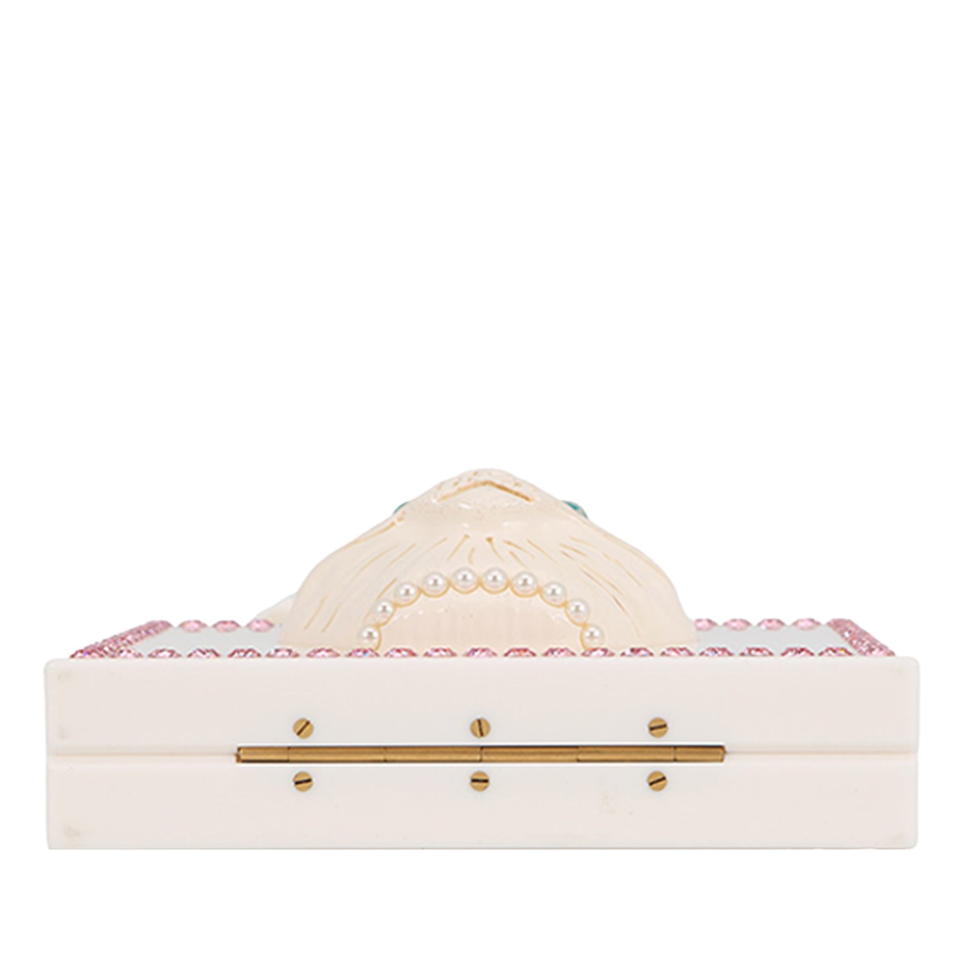 Gucci Acrylic Crystal Cat Face Box Clutch On Chain
