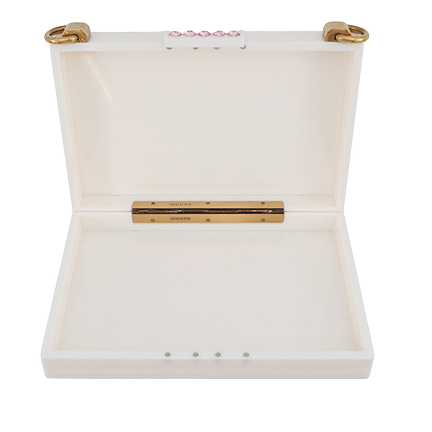 Gucci Acrylic Crystal Cat Face Box Clutch On Chain