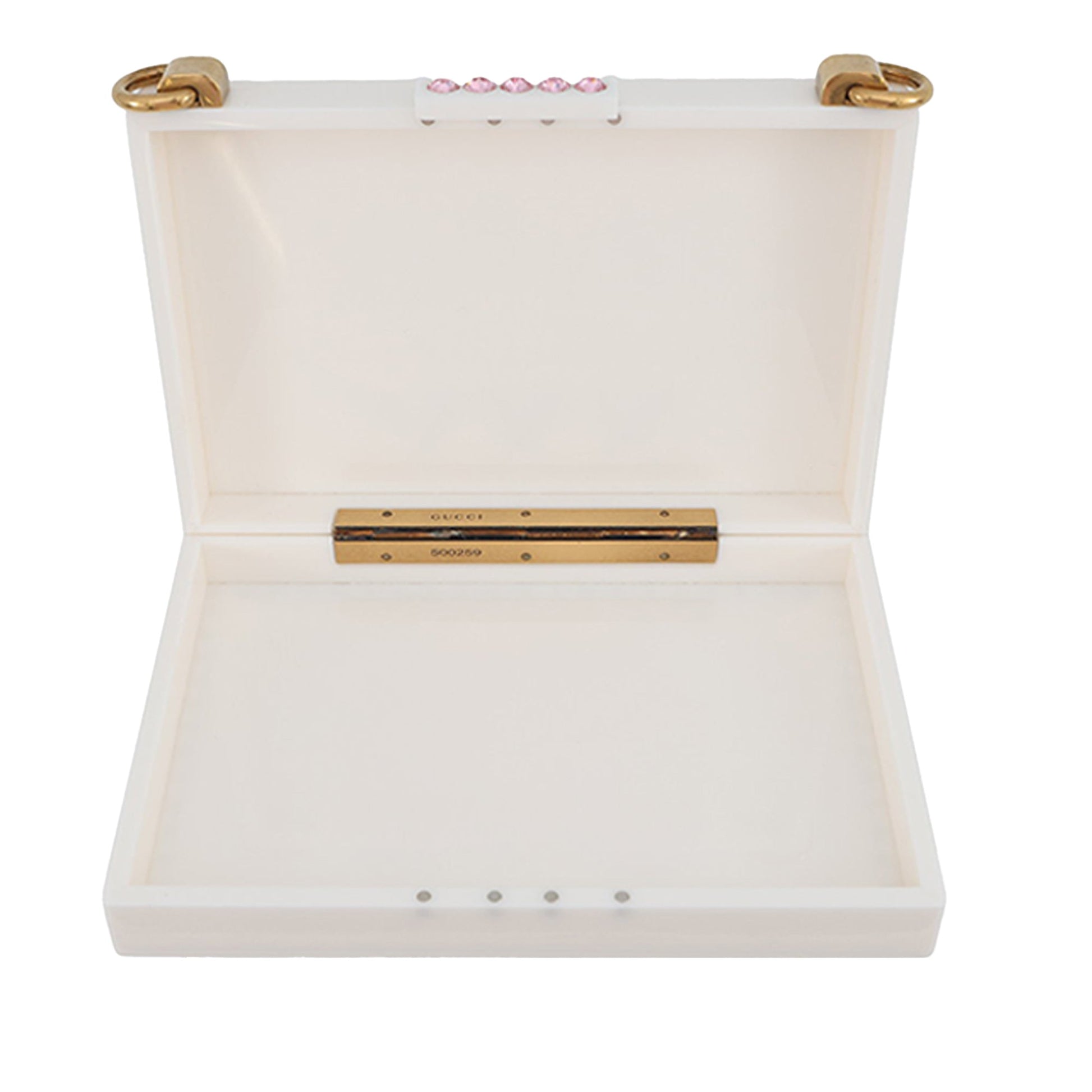 Gucci Acrylic Crystal Cat Face Box Clutch On Chain