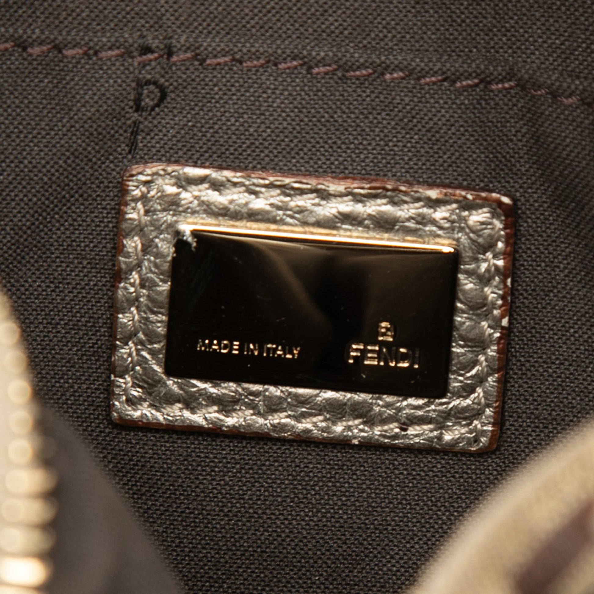 Fendi Mini Zucchino Canvas Forever Studded Bauletto Boston Bag