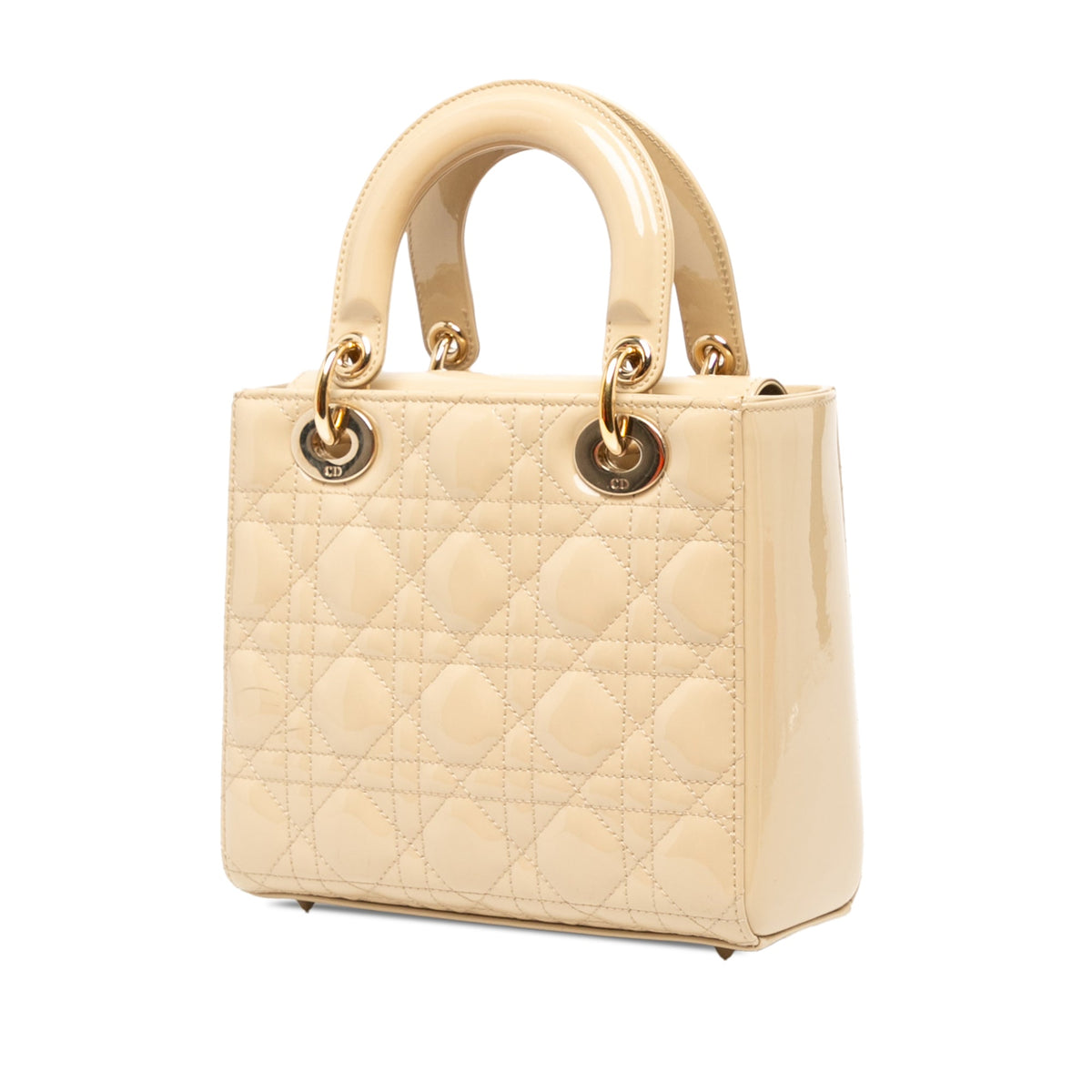 Dior Small Patent Cannage Lady Dior — Beige