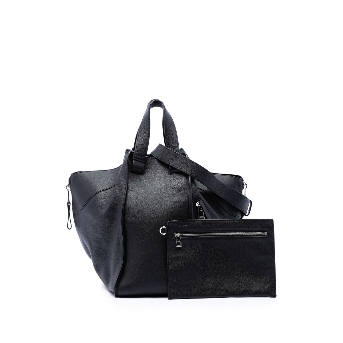 LOEWE Large Leather Hammock Bag — Black
