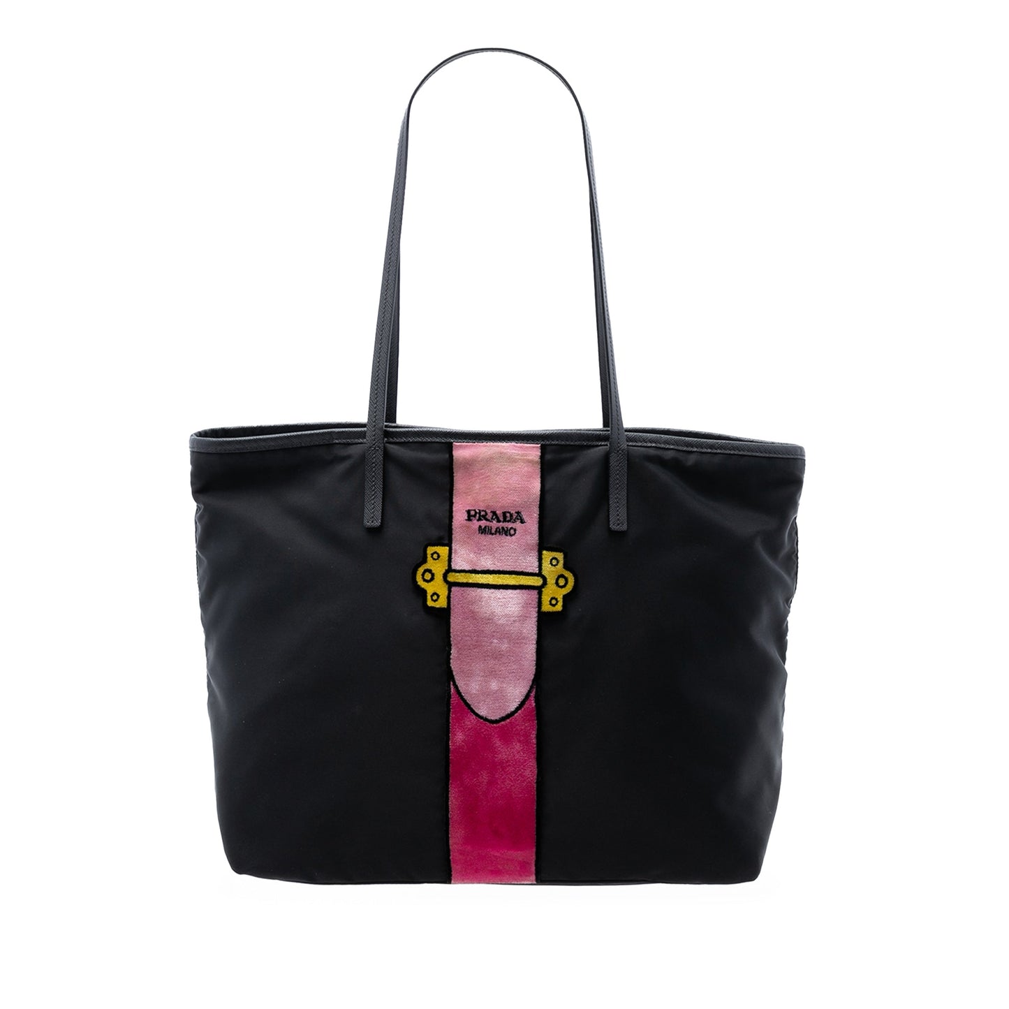 Prada Tessuto Velluto Ricamo Trompe L oeil Tote