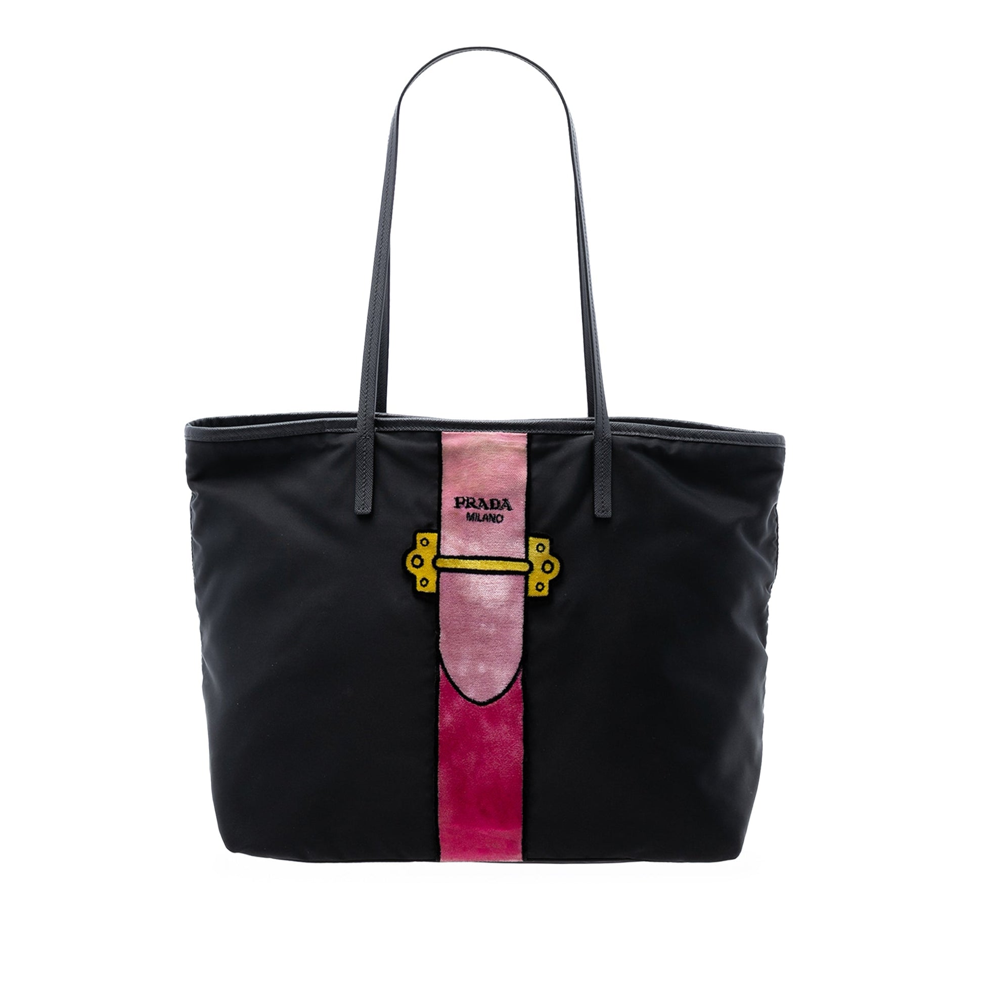 Prada Tessuto Velluto Ricamo Trompe L oeil Tote