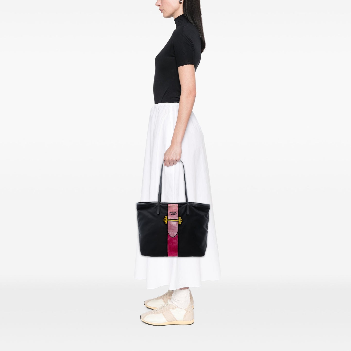 Prada Tessuto Velluto Ricamo Trompe L oeil Tote