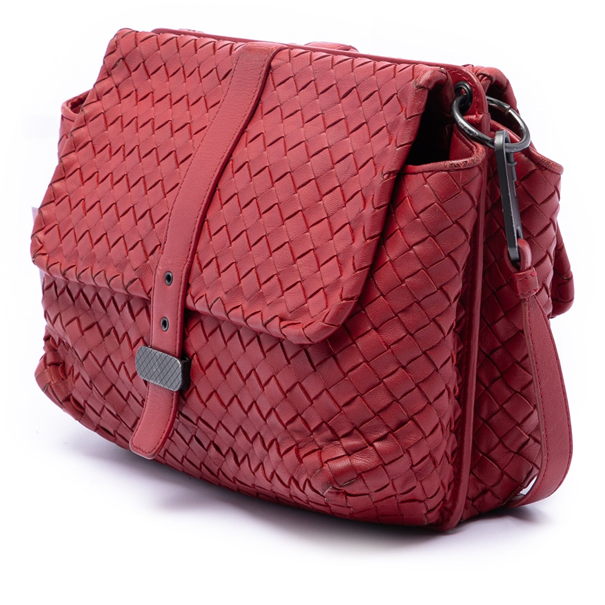 Bottega Veneta Nappa Intrecciato Double Sided Flap Messenger Bag