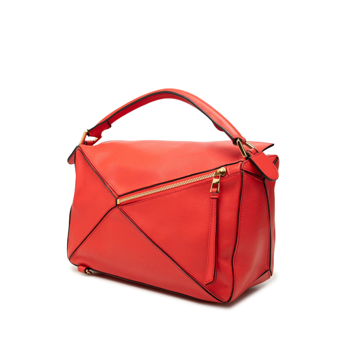 LOEWE Medium Calfskin Puzzle Satchel — Red