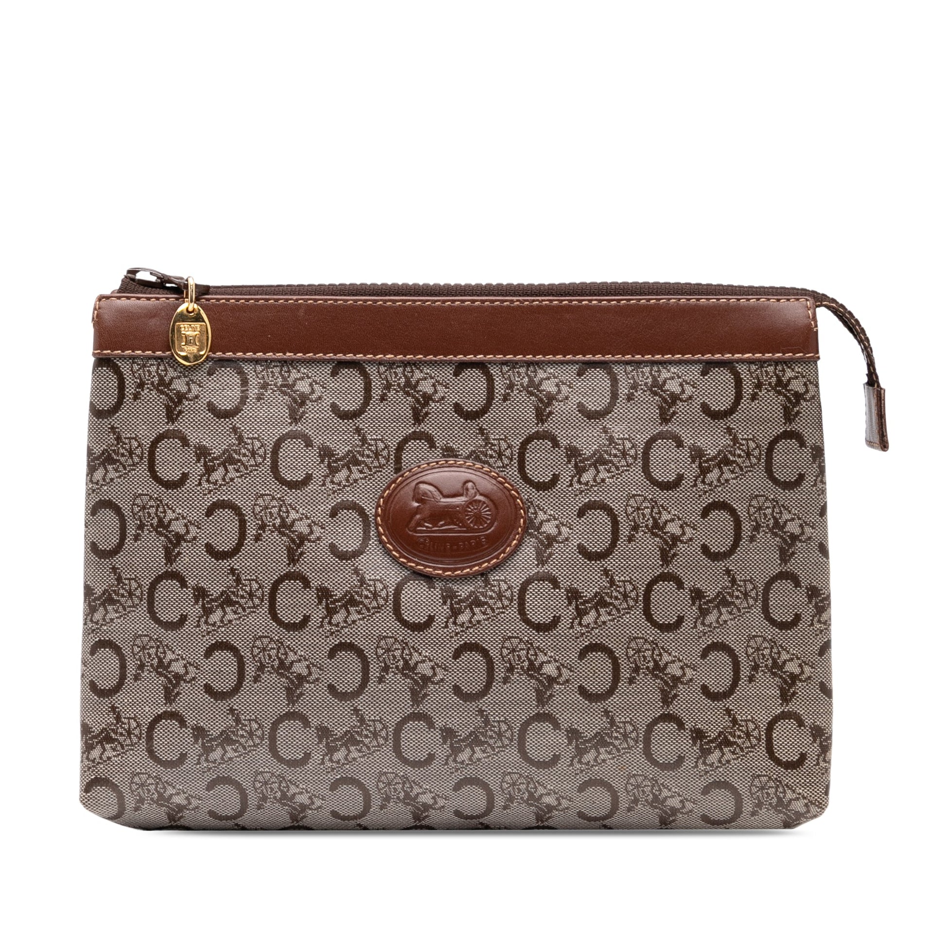 Celine C Carriage Coated Canvas Clutch