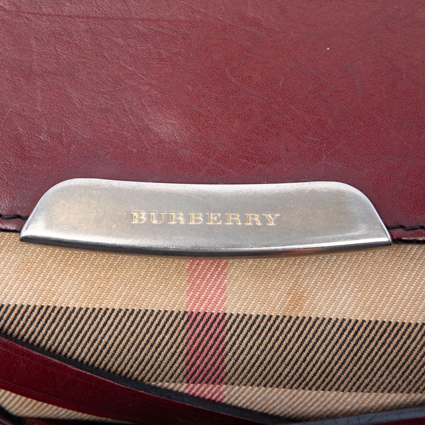 Burberry Leather and House Check Canvas Bridle Abbott Crossbody
