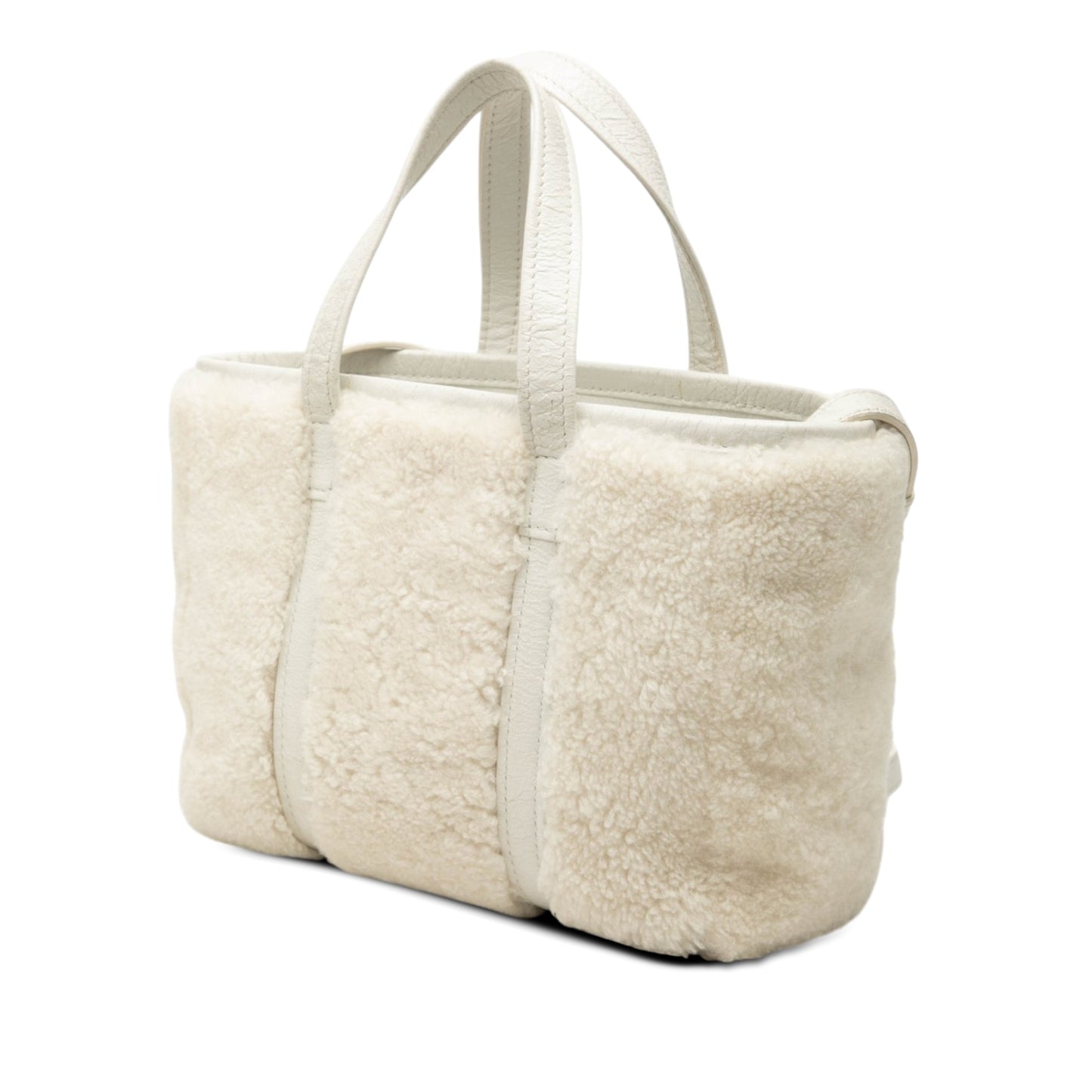 Balenciaga Small Shearling and Leather Barbes East West Shopper Tote