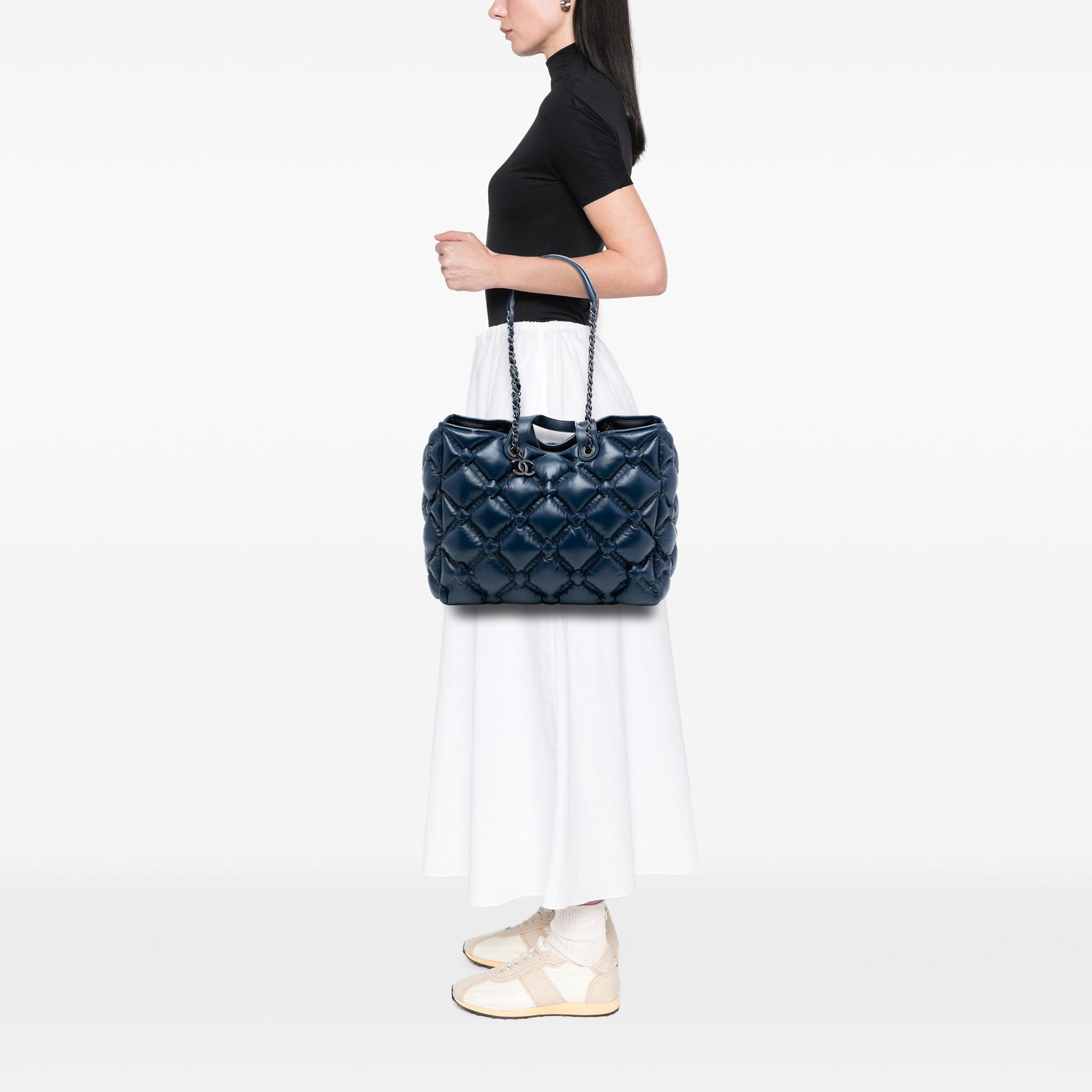 Chanel Large Quilted Leather Chesterfield Shopping Tote